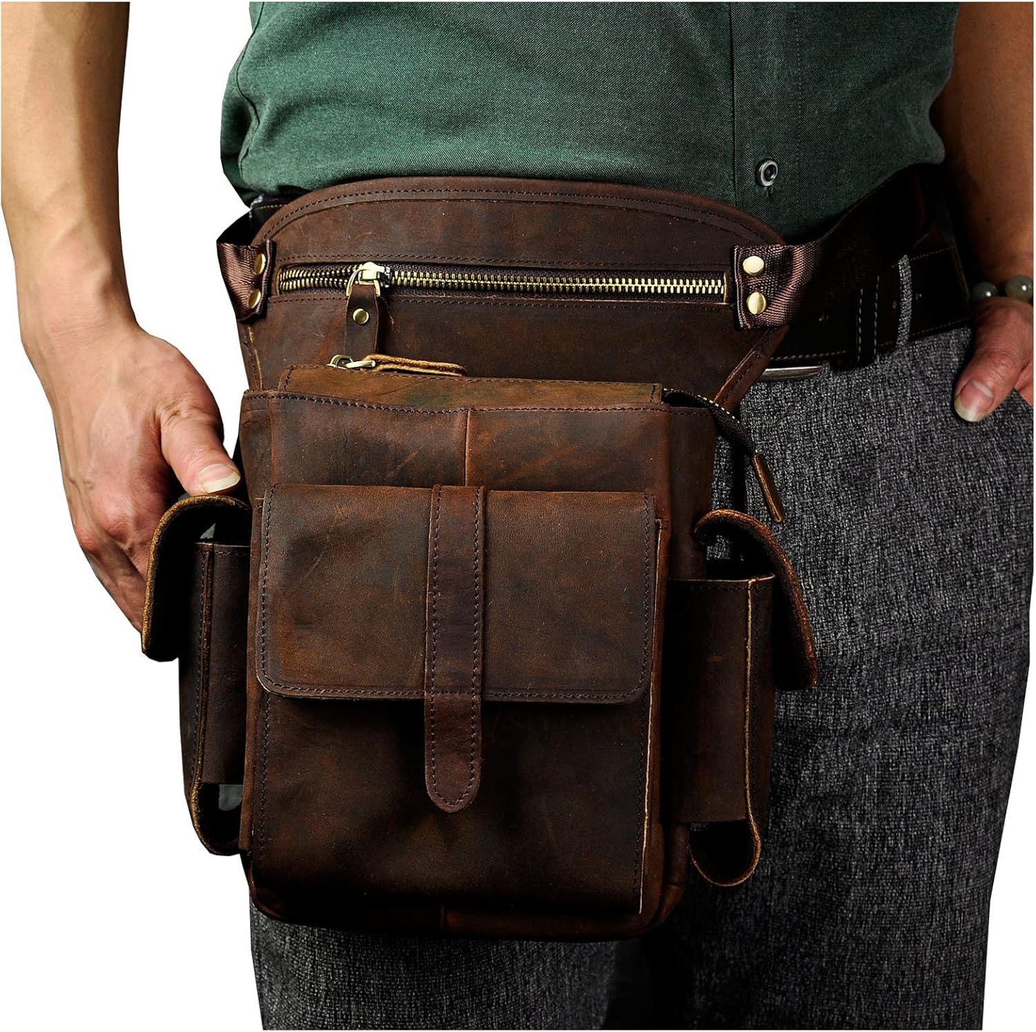 Le'aokuu Borsa a Tracolla in Vera Pelle da Uomo - immagine 2