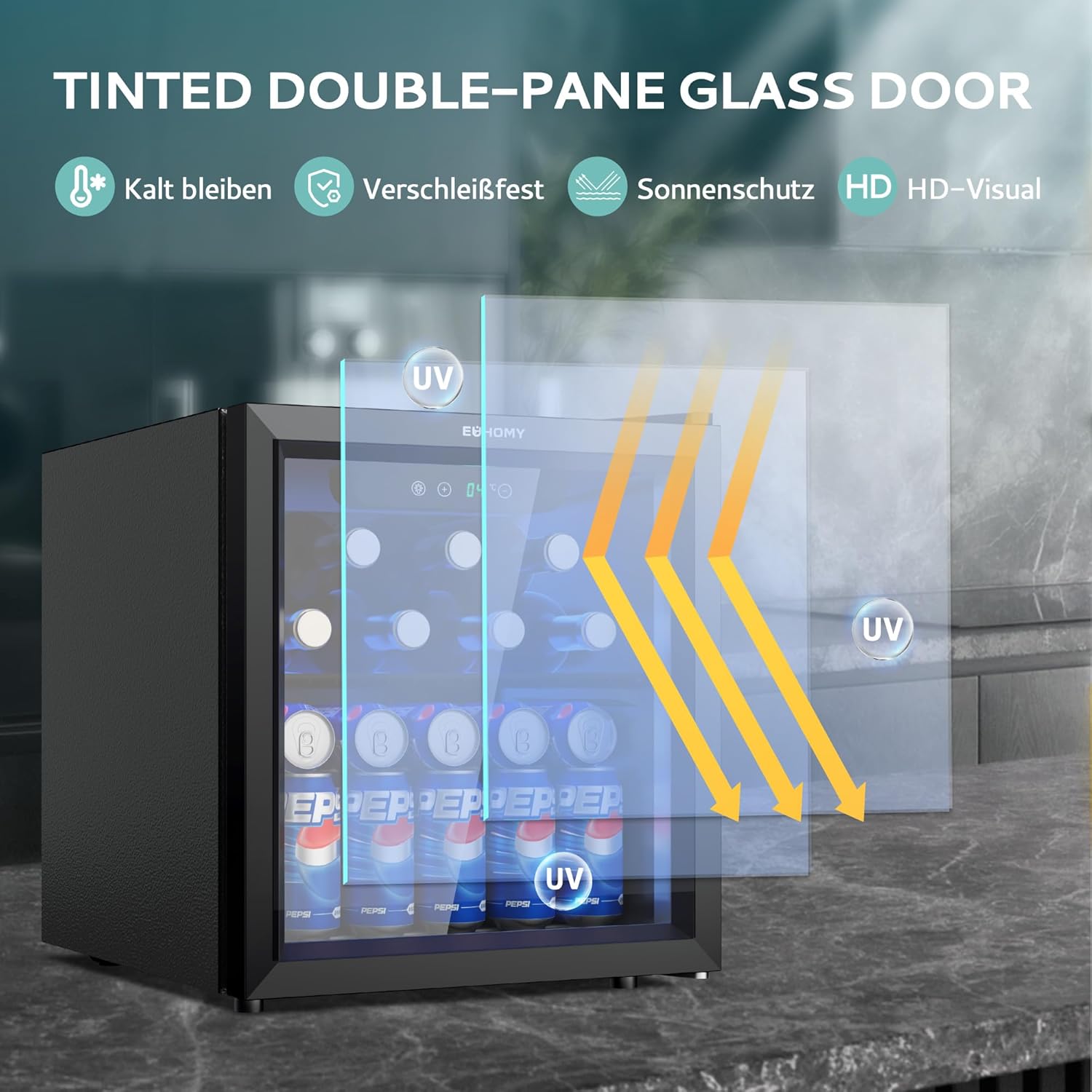 EUHOMY Frigorifero per Bevande 37L, Nero - immagine 4