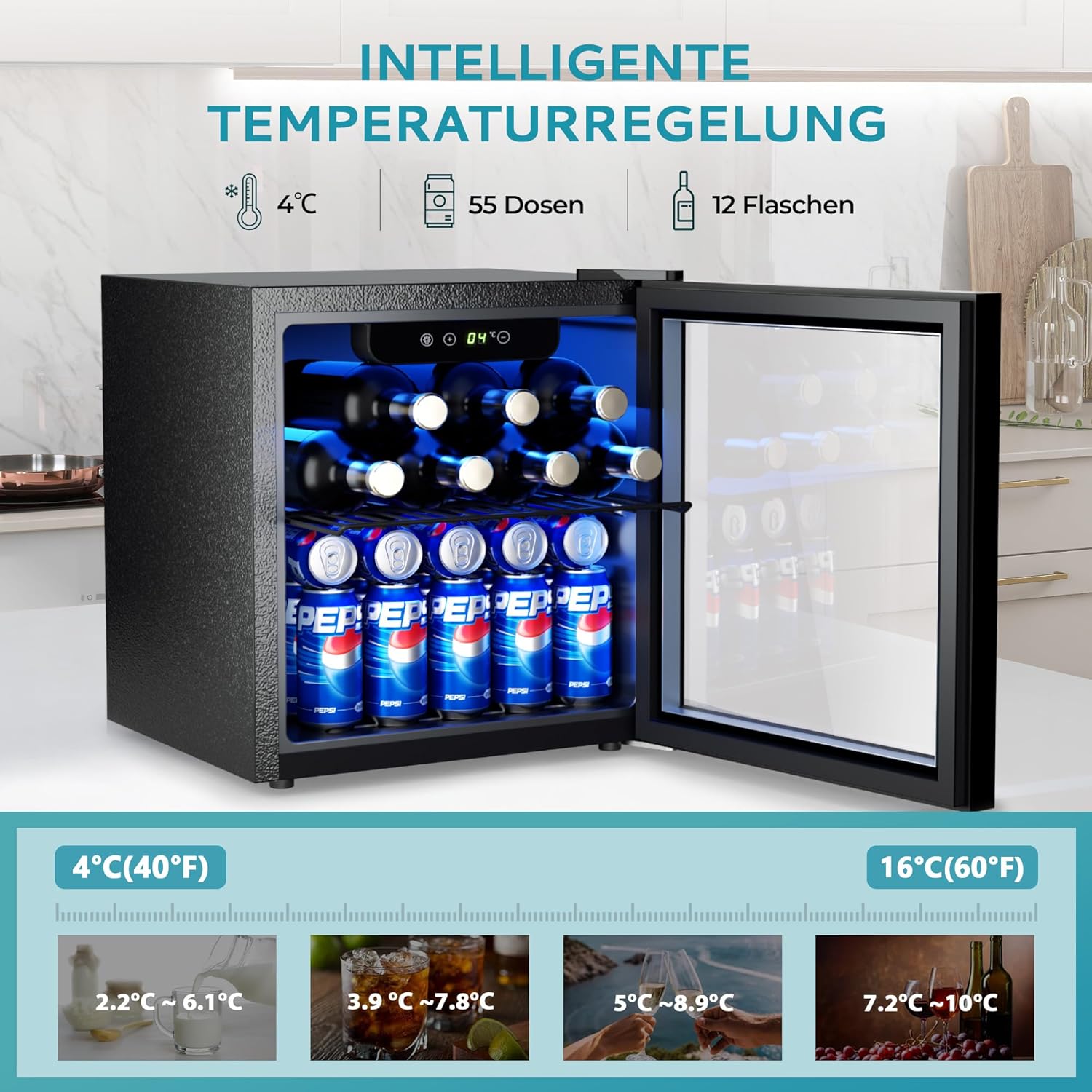 EUHOMY Frigorifero per Bevande 37L, Nero - immagine 5