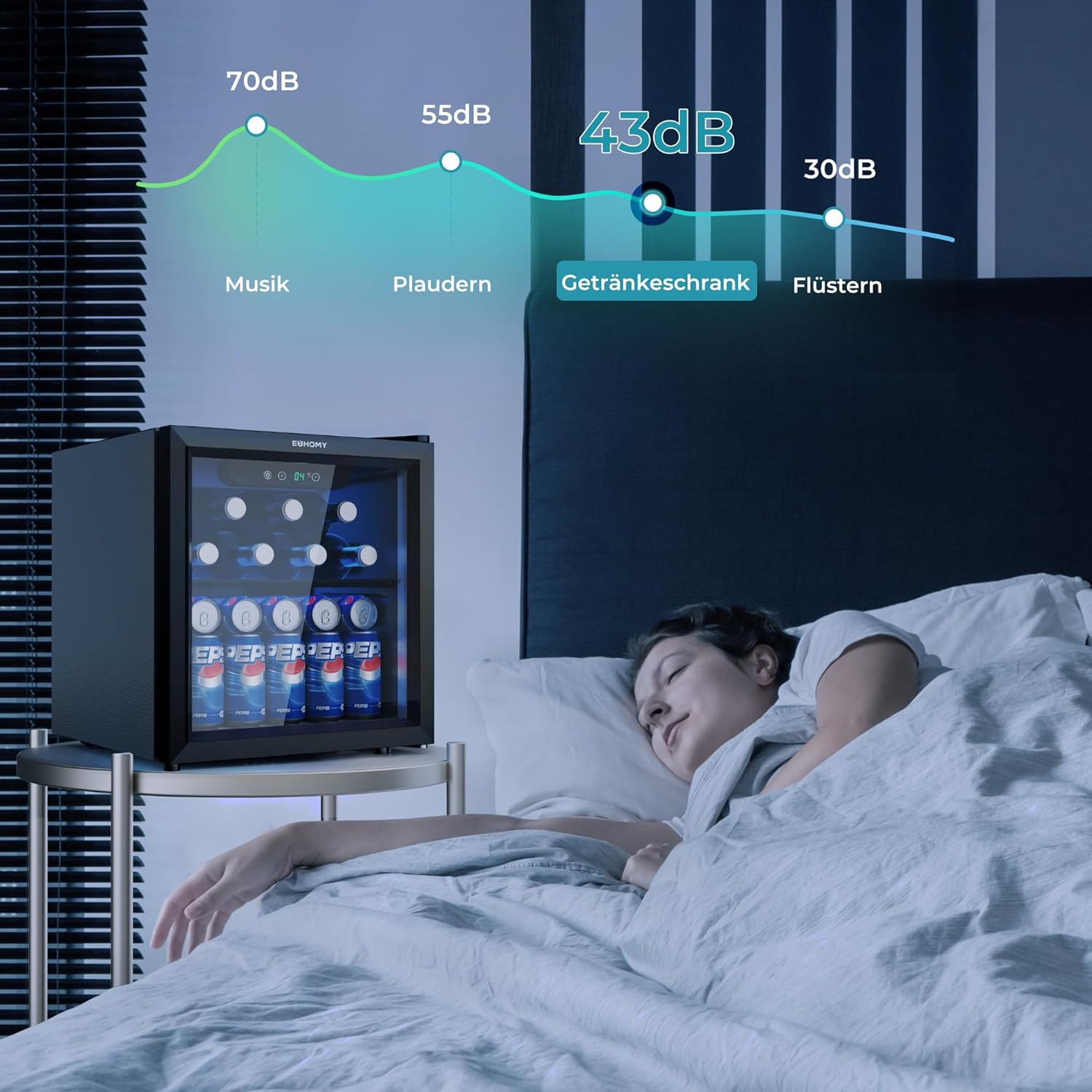 EUHOMY Frigorifero per Bevande 37L, Nero - immagine 7