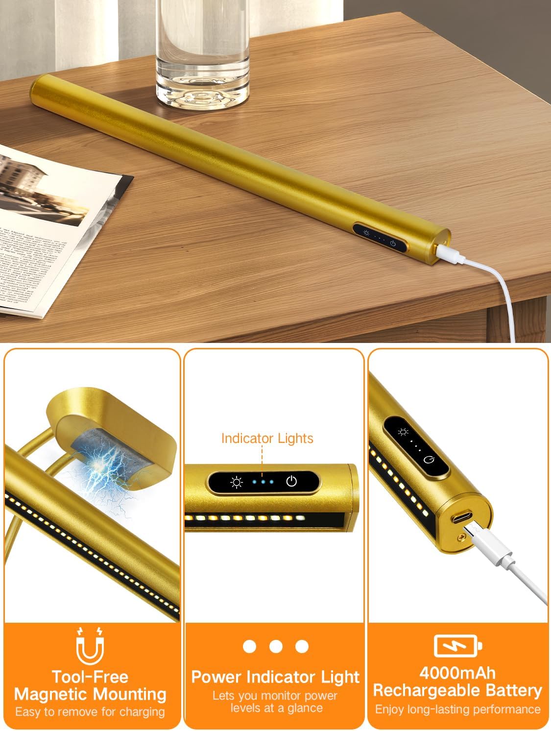 Outon Luce LED per Specchio 40cm, Oro - immagine 4