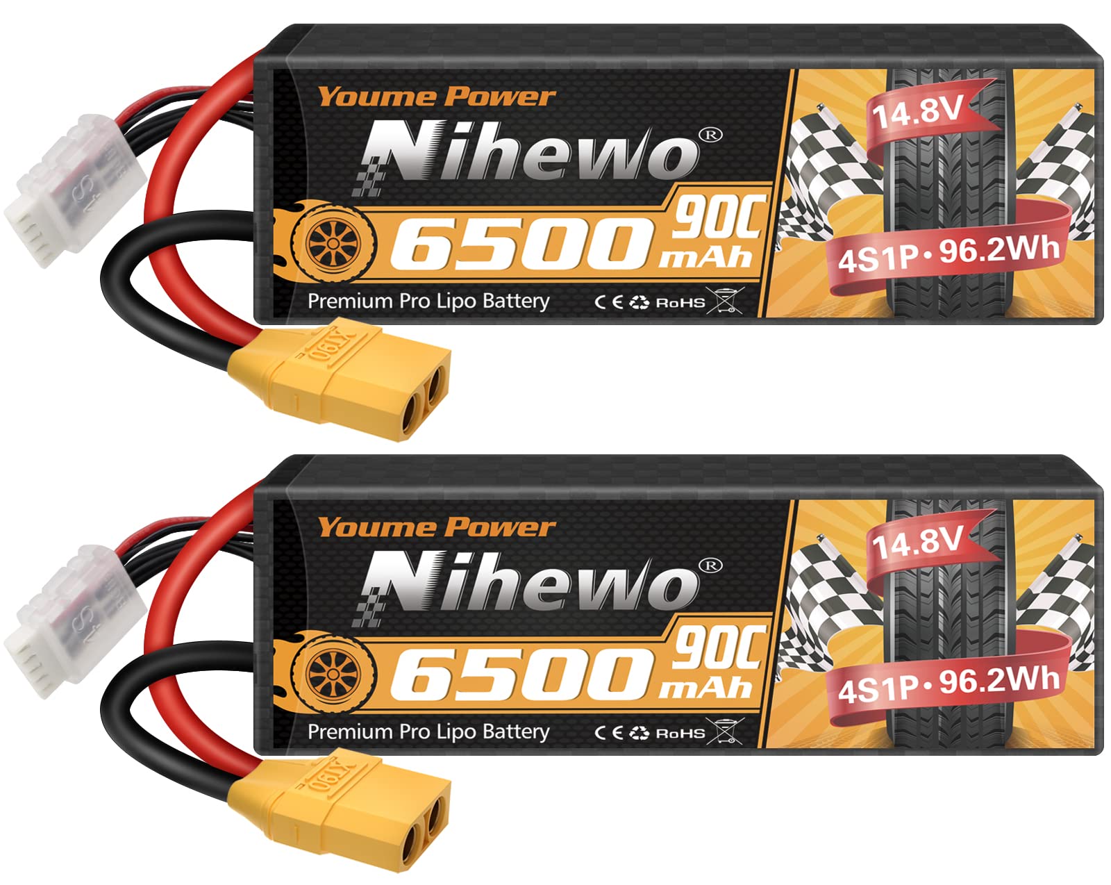 Nihewo Batteria Lipo RC 14,8V 6500mAh 90C Hard Case