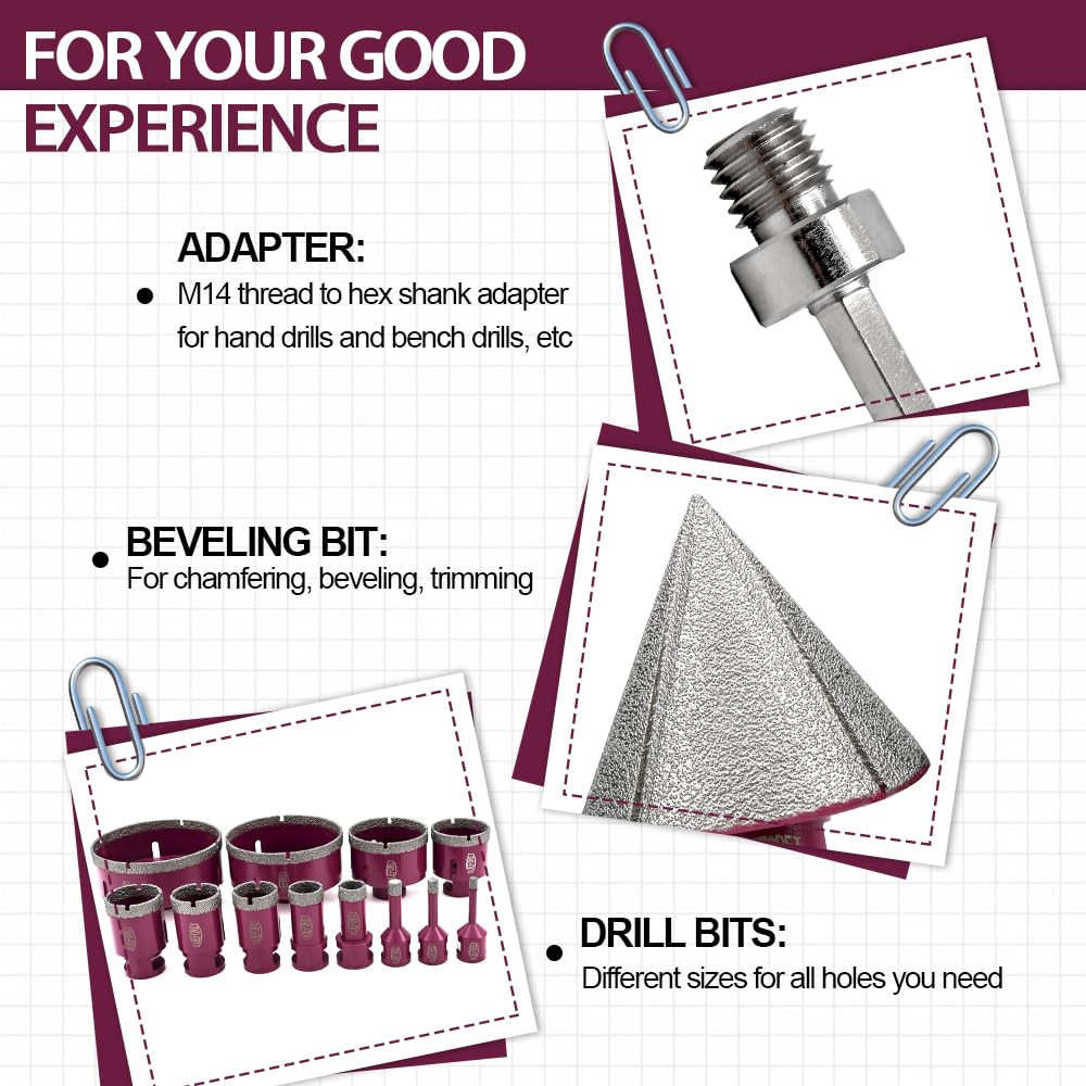 Queforet Punte Diamantate Gres Porcellanato 9 Pezzi - immagine 4