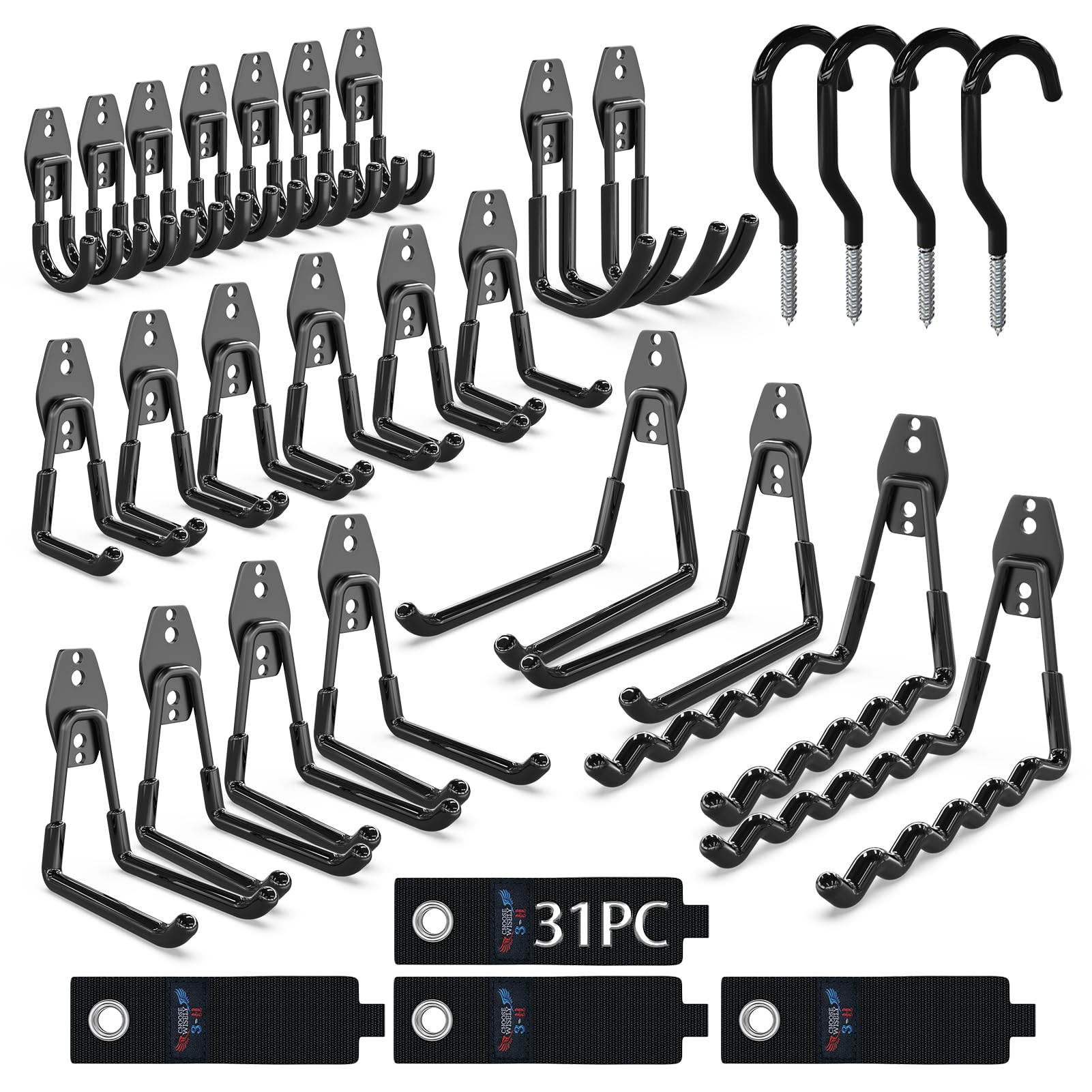 3-h Appendi Bici da Muro Garage 31 Pezzi