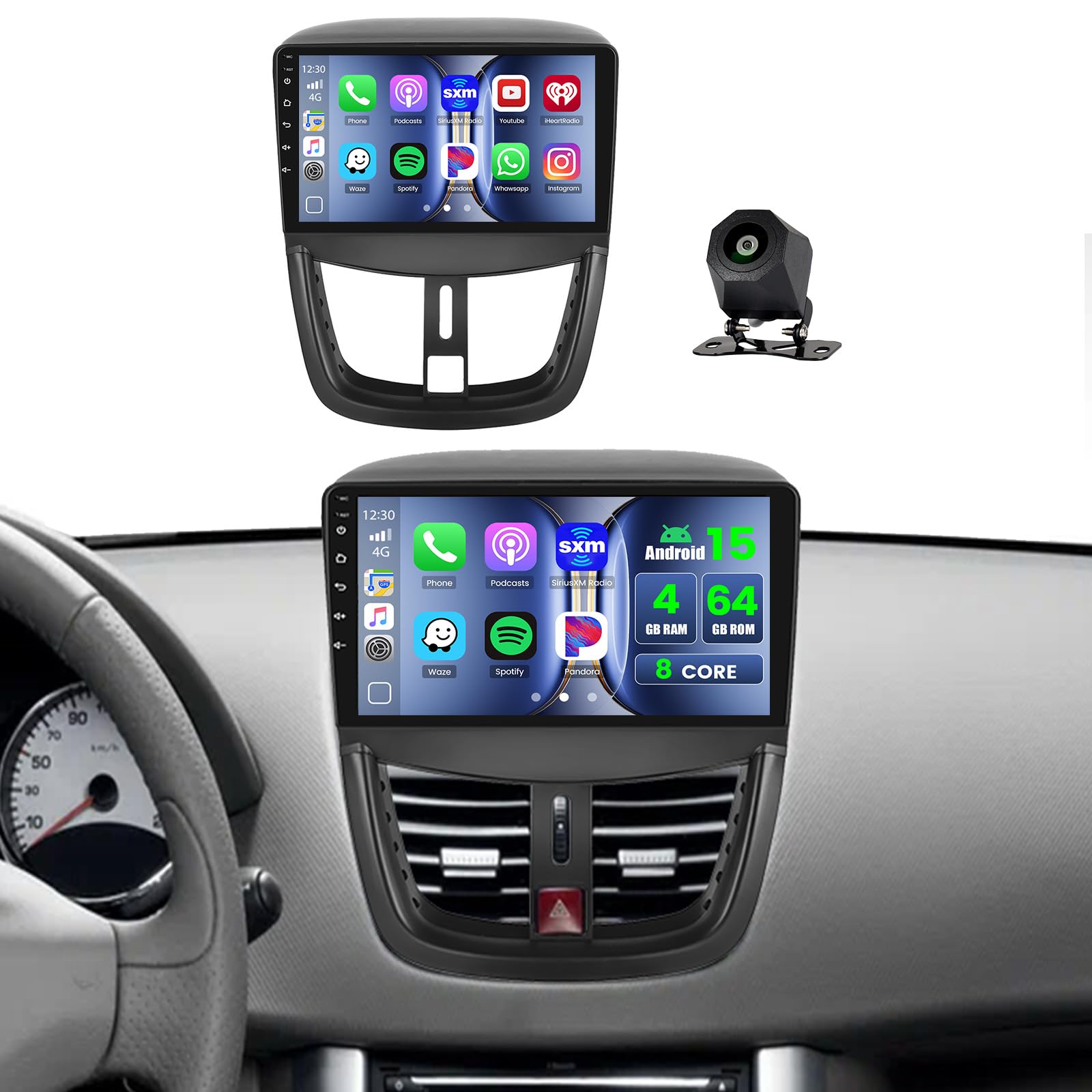 Hikity 8 core 4+64G Android 15 Autoradio per Peugeot 207 2009-2013 ...