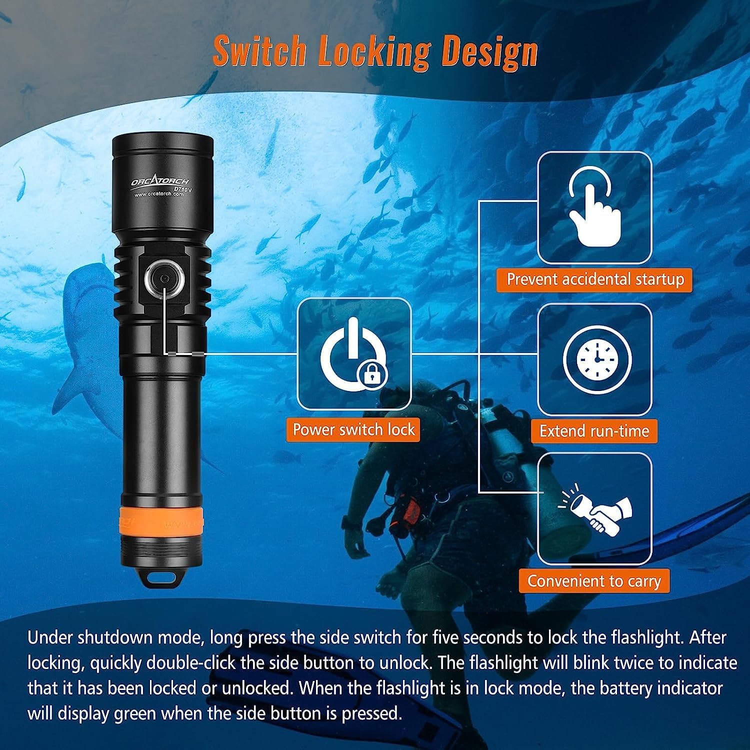 Orcatorch D710V - Torcia Subacquea 2000 lumen - immagine 4