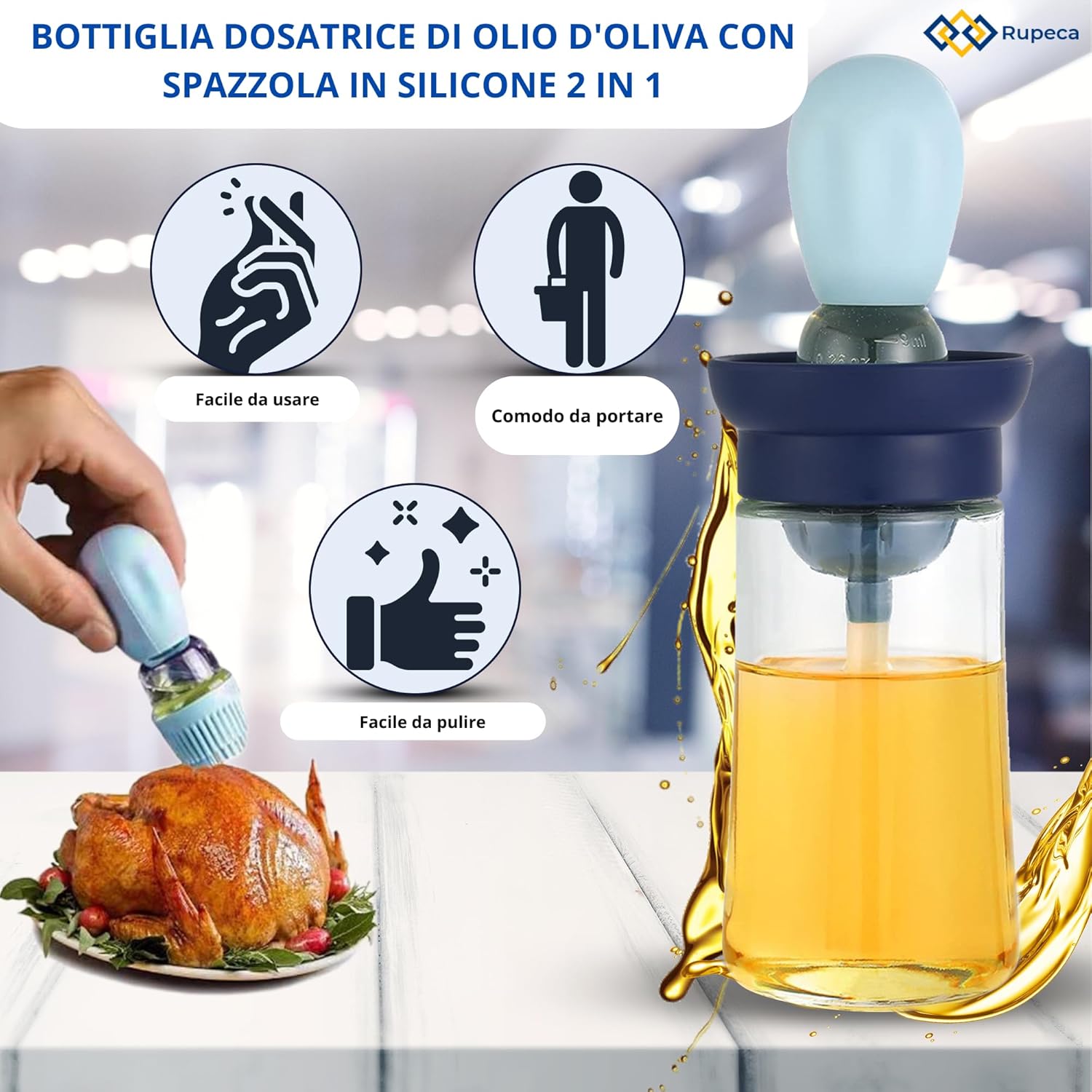 Dispenser Olio da Cucina con Pennello - immagine 2