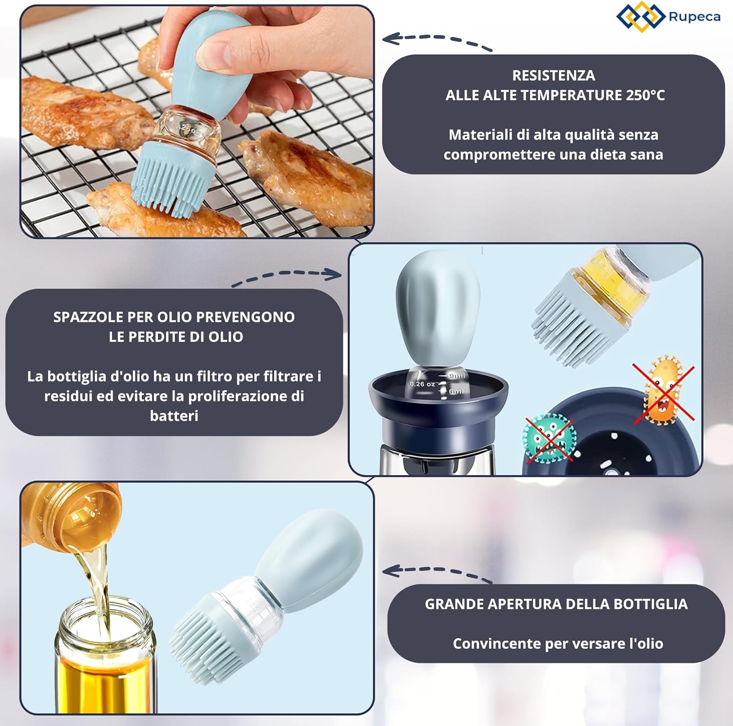 Dispenser Olio da Cucina con Pennello - immagine 5