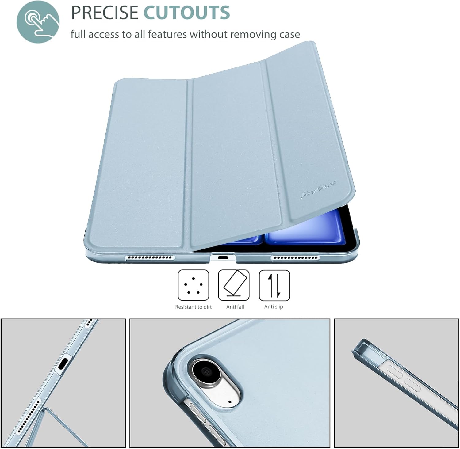 Procase Custodia iPad Air 11" M2 2024 / 10.9", Azul Celeste - immagine 6