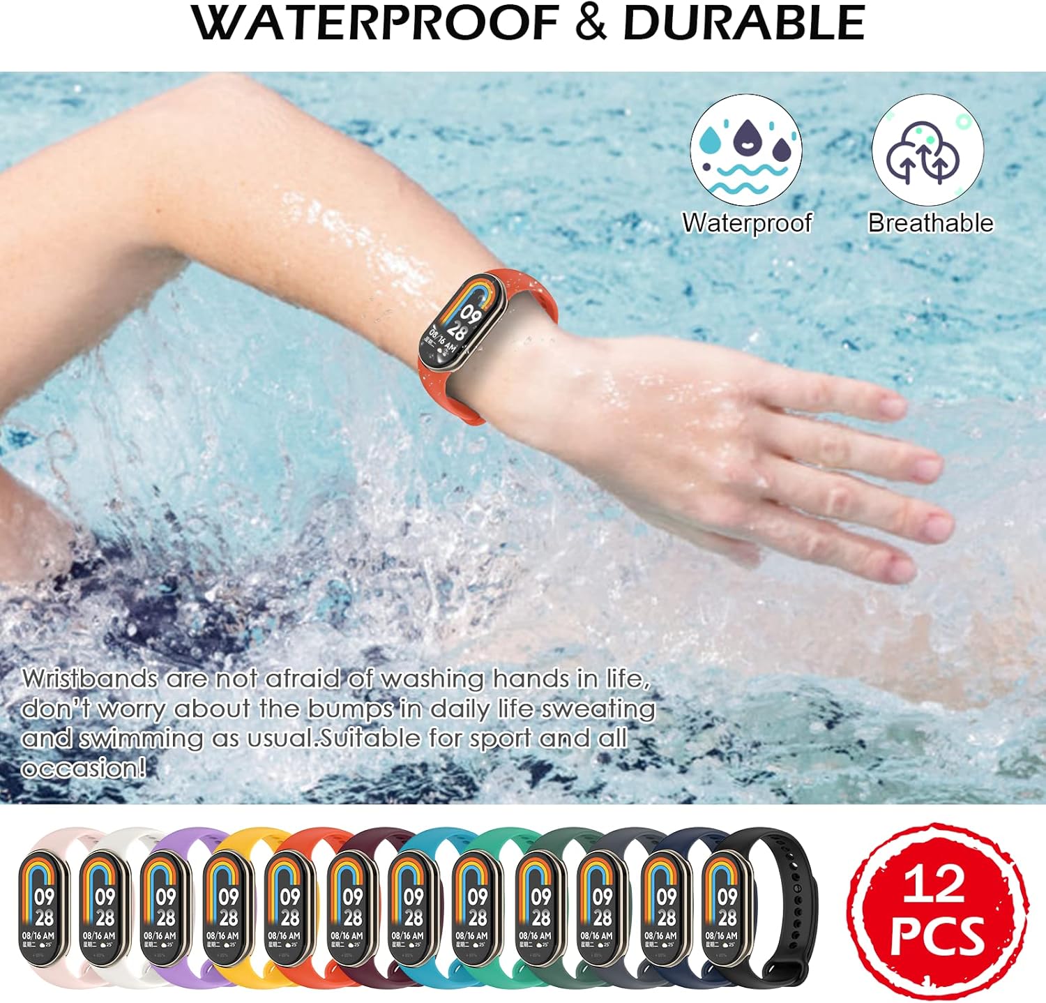 BDIG 12 Pezzi Cinturino Compatibile Xiaomi Mi Band 8/9 - immagine 3