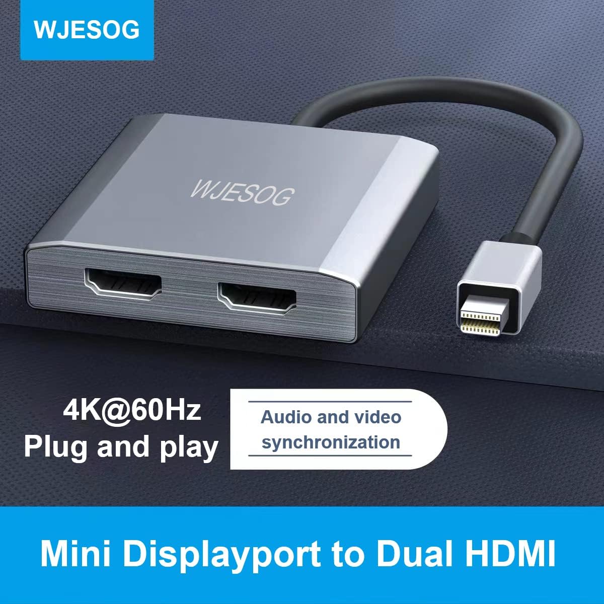 WJESOG Splitter Mini DisplayPort a Doppio HDMI 4K@60Hz - immagine 2