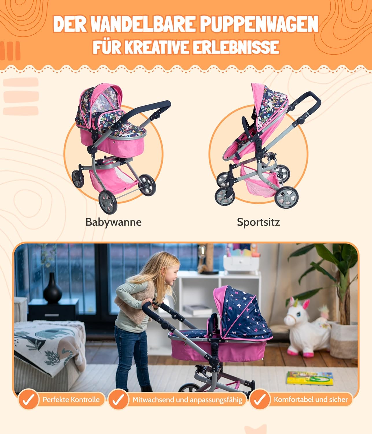 Bayer Chic 2000 595-73 - Passeggino per Bambole Mika, Lilla - immagine 6