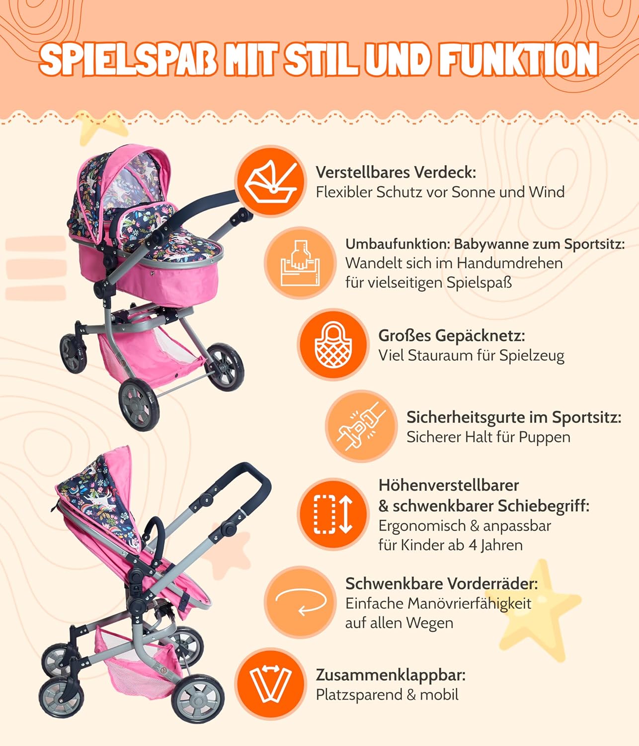 Bayer Chic 2000 595-73 - Passeggino per Bambole Mika, Lilla - immagine 7