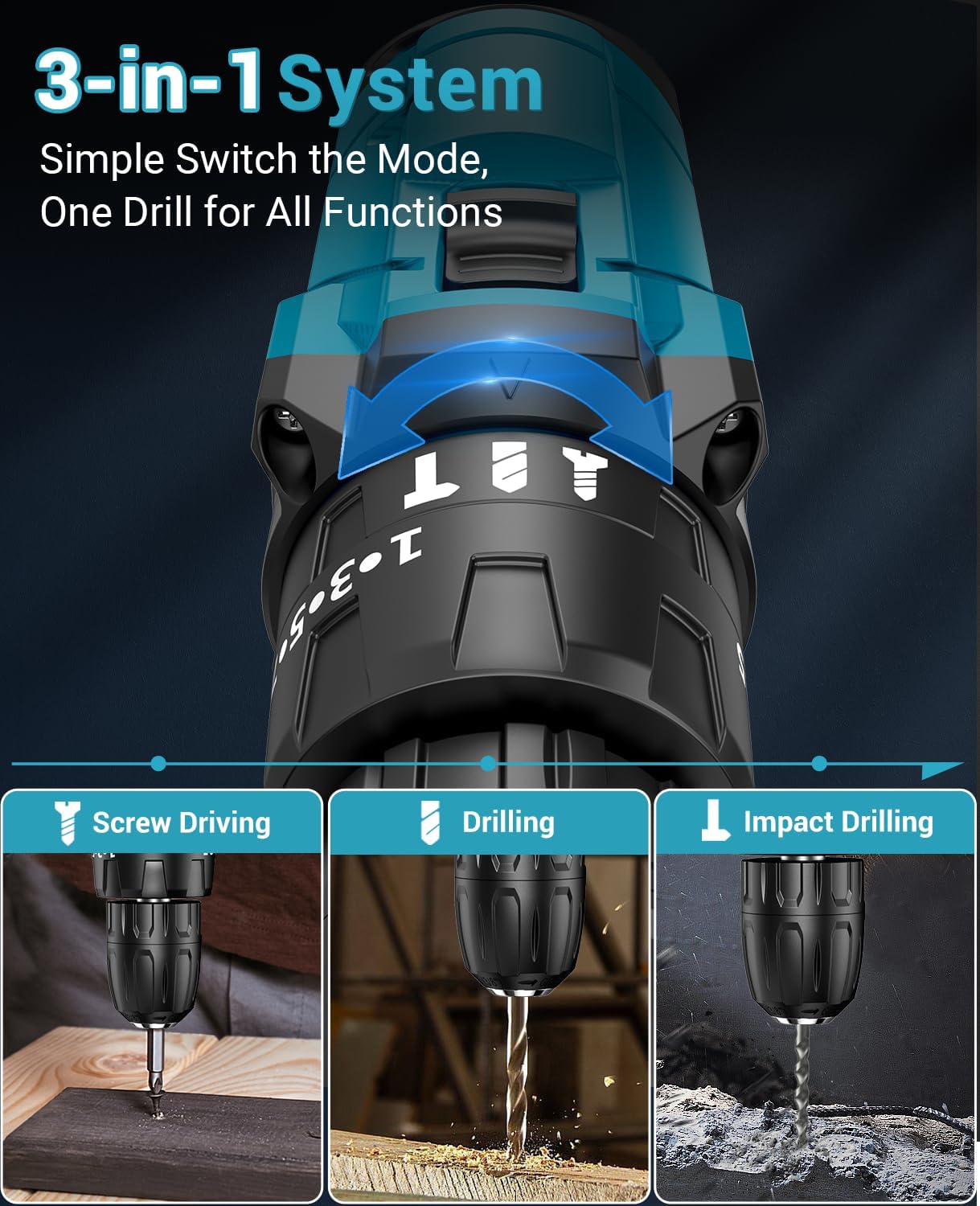 Mhpro Trapano Avvitatore Batteria 21V 42N.m - immagine 3