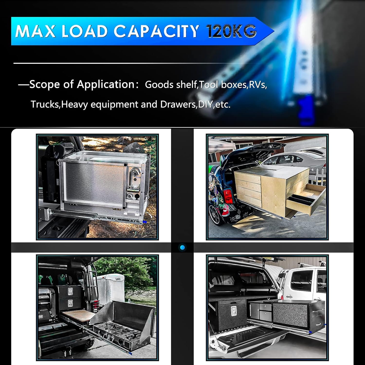 Aolisheng Guide per Cassetti Pesanti 120kg Con Serratura - immagine 6