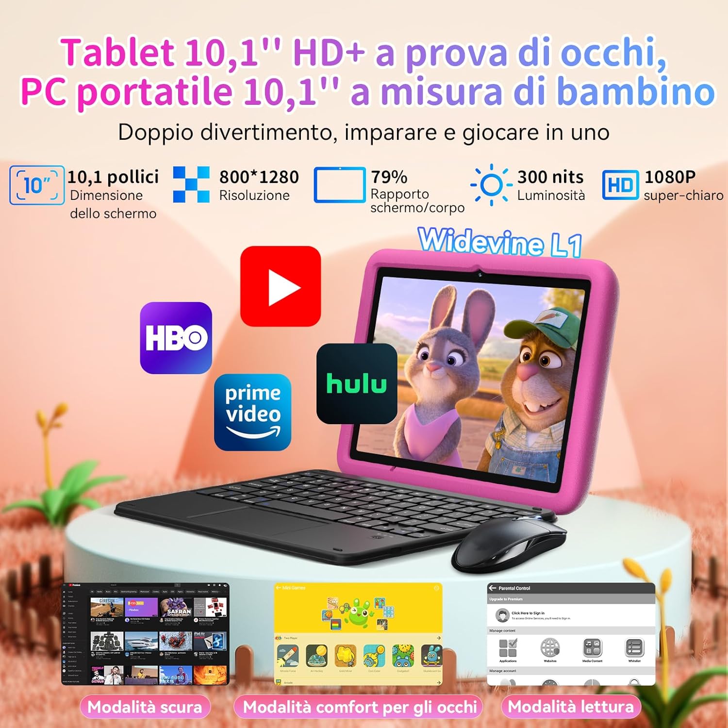 Blackview TabA6 Kids Tablet per Bambini 10 Pollici, Rosa - immagine 2