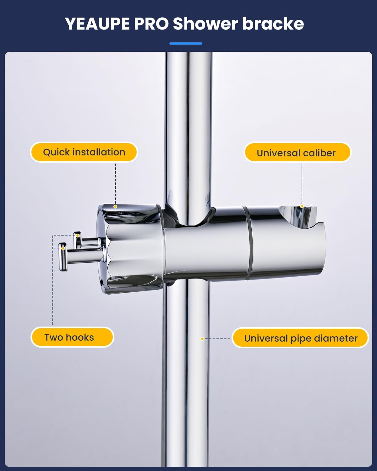 Yeaupe Supporto Doccia Universale Regolabile Cromato - immagine 2