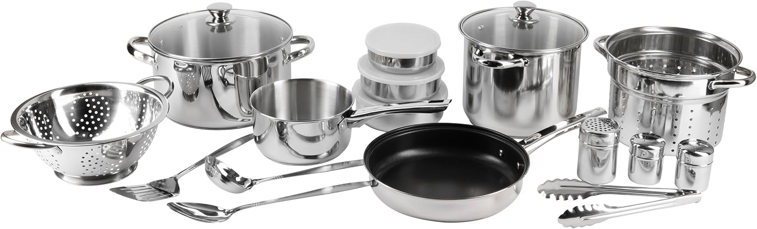 RENBERG LUCA - Set Pentole Acciaio Inossidabile 18 Pezzi