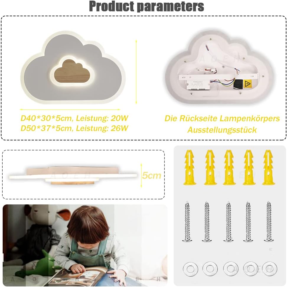 Aoeh Plafoniera LED Nuvole 26W, 50cm - immagine 5