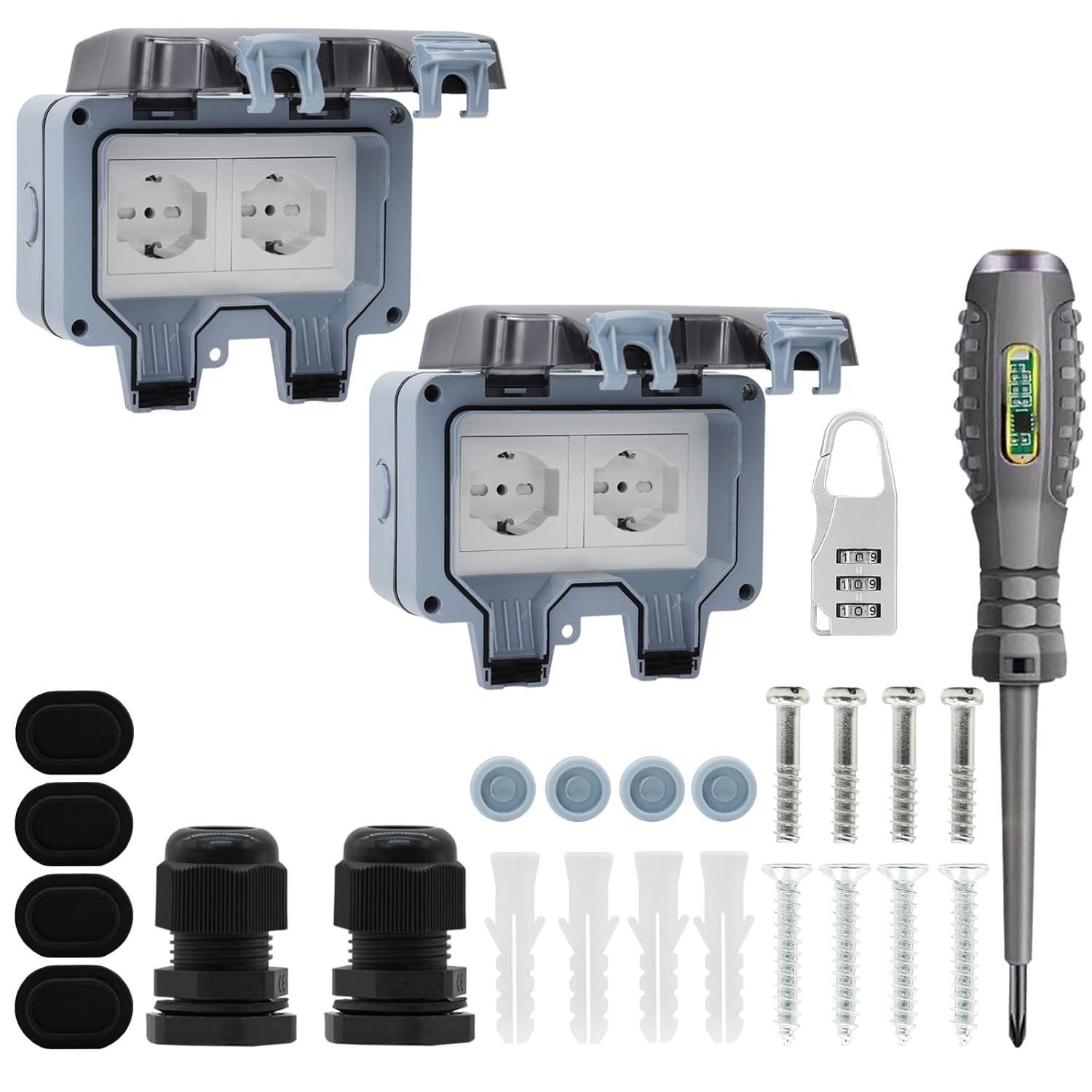 2 Pezzi Prese da Esterno Impermeabili IP66 - immagine 1