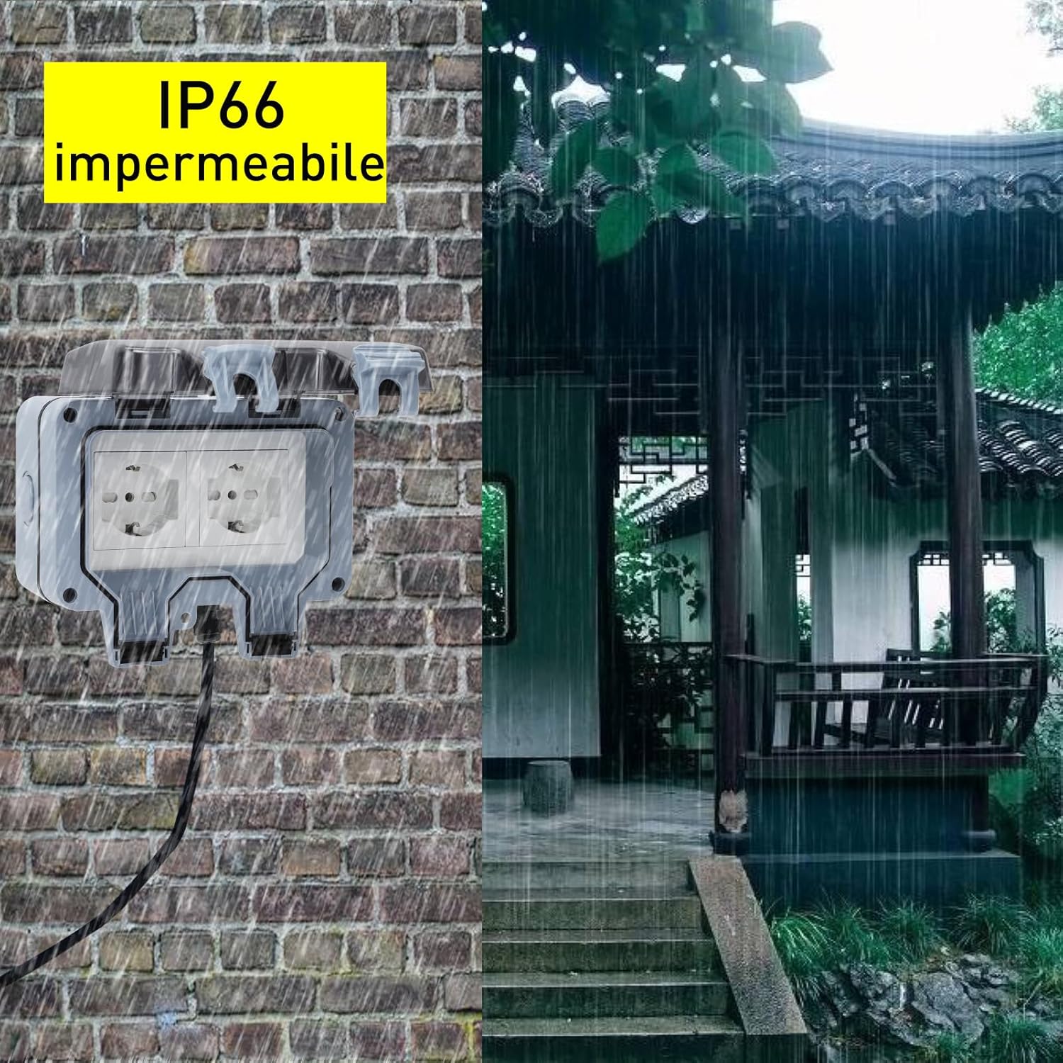 2 Pezzi Prese da Esterno Impermeabili IP66 - immagine 3