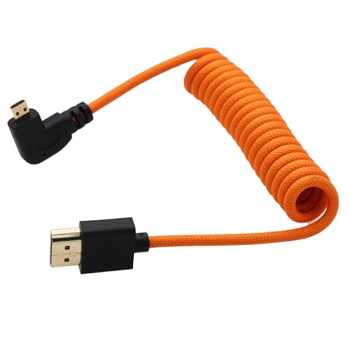 Cavo ad angolo retto da Micro-HDMI a HDMI 4K60 8K Raw per ATOMOS Ninja V Ultra, Sony ZV-E10 A7C A7R4 A6700, Canon R6II R5C R10, Lumix S5 S9 G100, Fujifilm X-T50, arancione intrecciato a