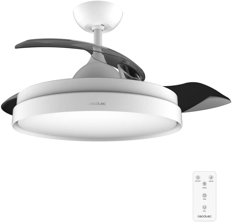 Cecotec Ventilatore Soffitto con Pale Retrattili, Bianco