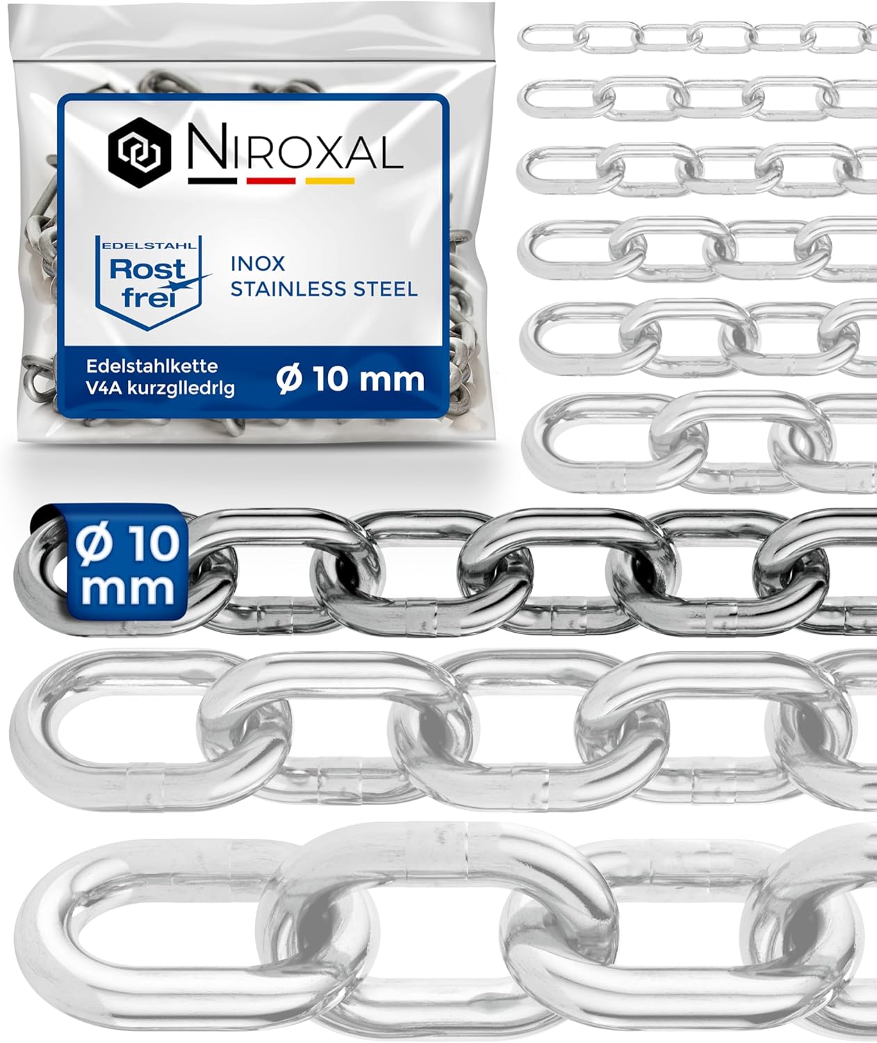Nietfullthings Catena in Acciaio Inox V4A 10mm, 4m