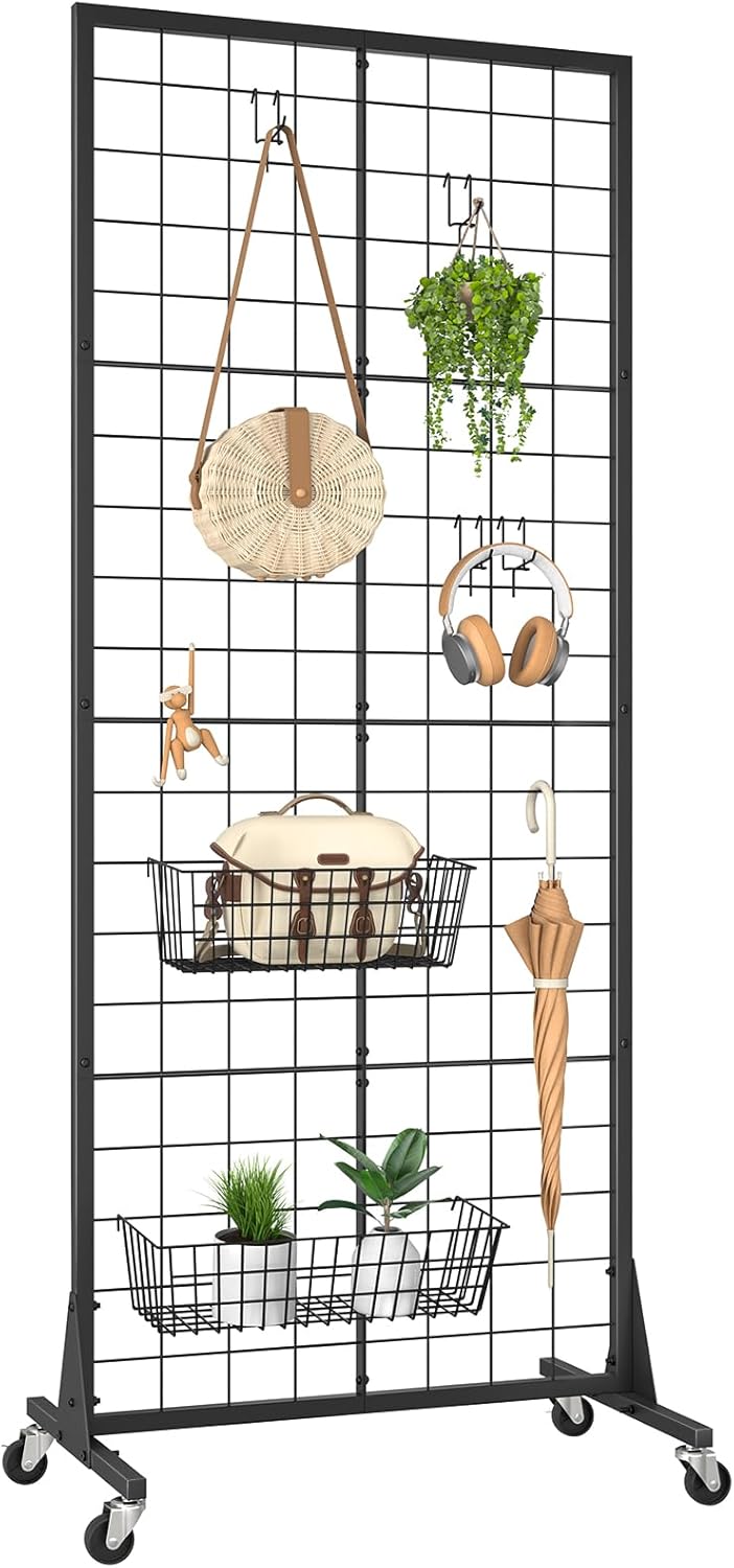 WELDUN Scaffale Espositivo Gridwall con Ruote - immagine 1