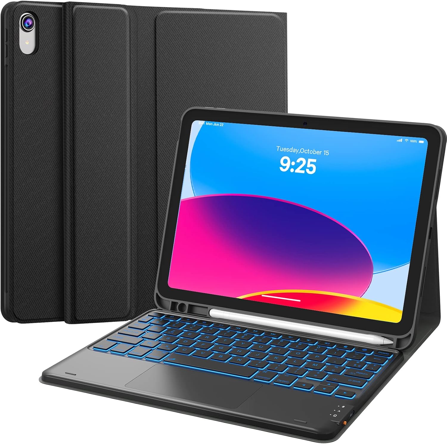 Earto Tastiera per iPad 10° Generazione AZERTY, Nero - immagine 1