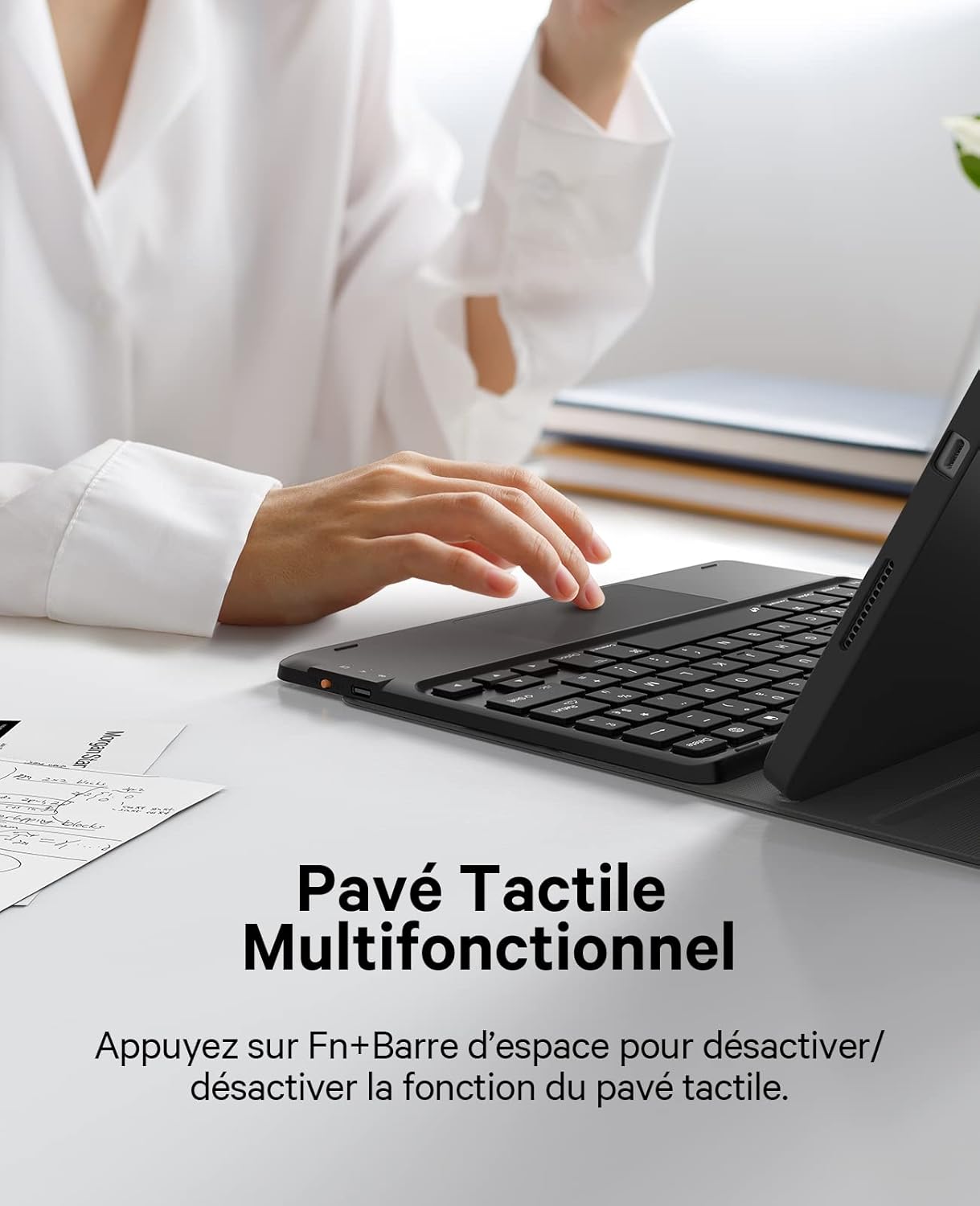 Earto Tastiera per iPad 10° Generazione AZERTY, Nero - immagine 4