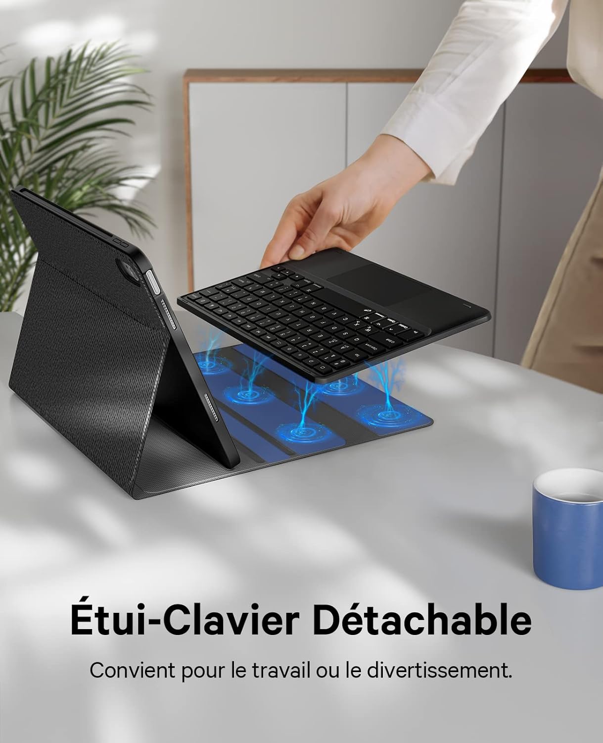 Earto Tastiera per iPad 10° Generazione AZERTY, Nero - immagine 6