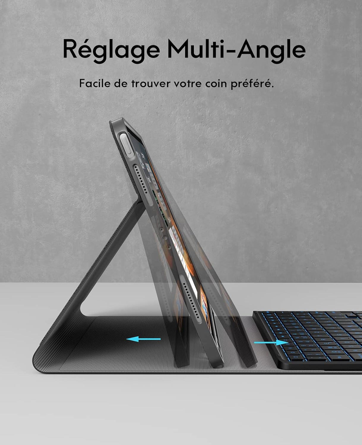 Earto Tastiera per iPad 10° Generazione AZERTY, Nero - immagine 7