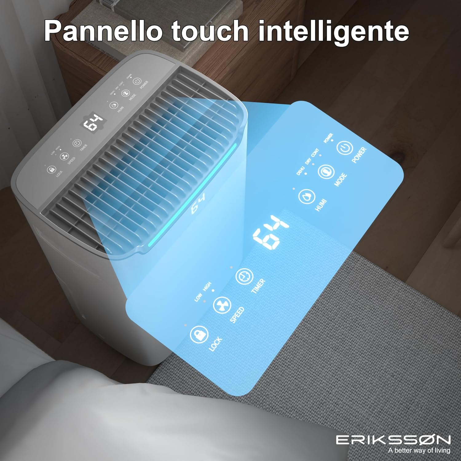 Erikssøn Deumidificatore Dry Pro Plus 20 litri/giorno, Bianco - immagine 5