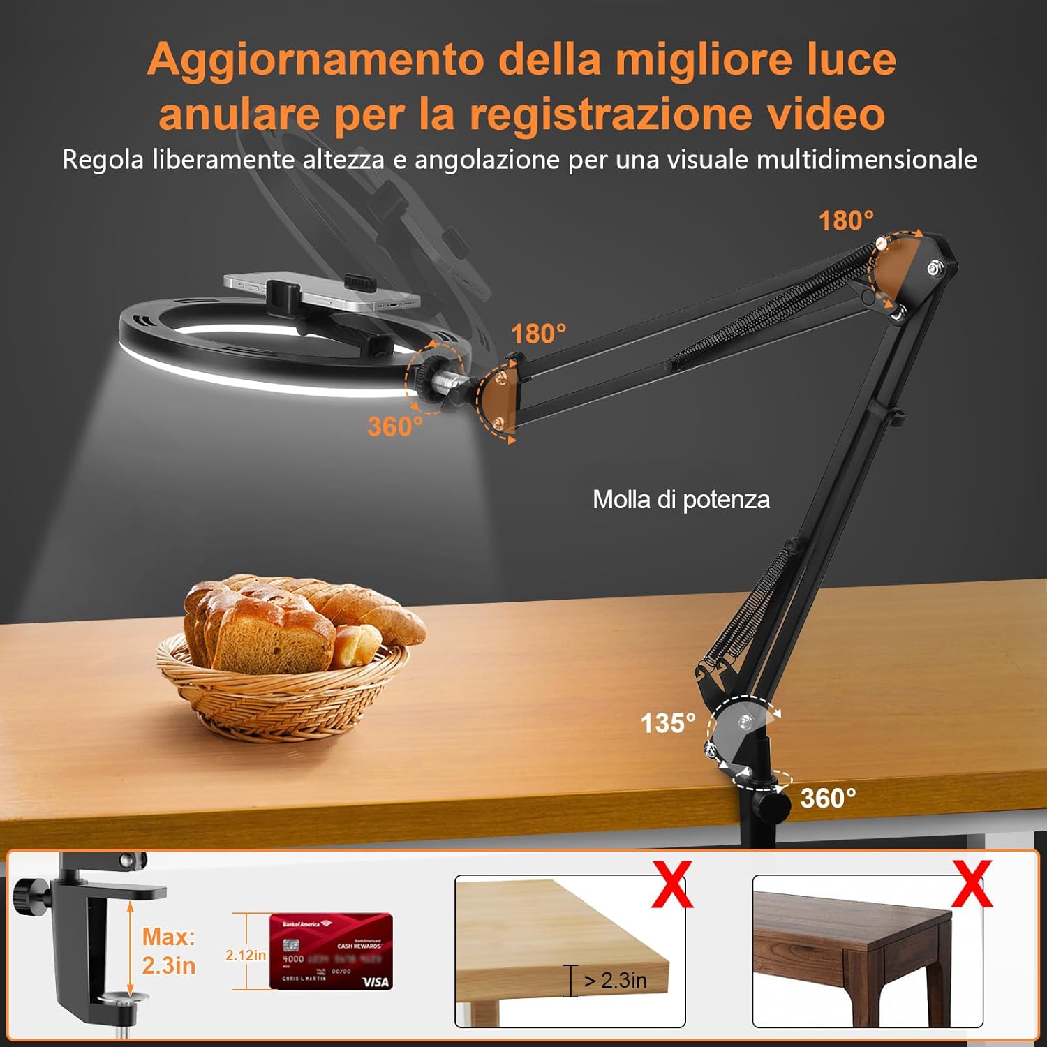 Evershop Ring Light 10" con Braccio Flessibile - immagine 3