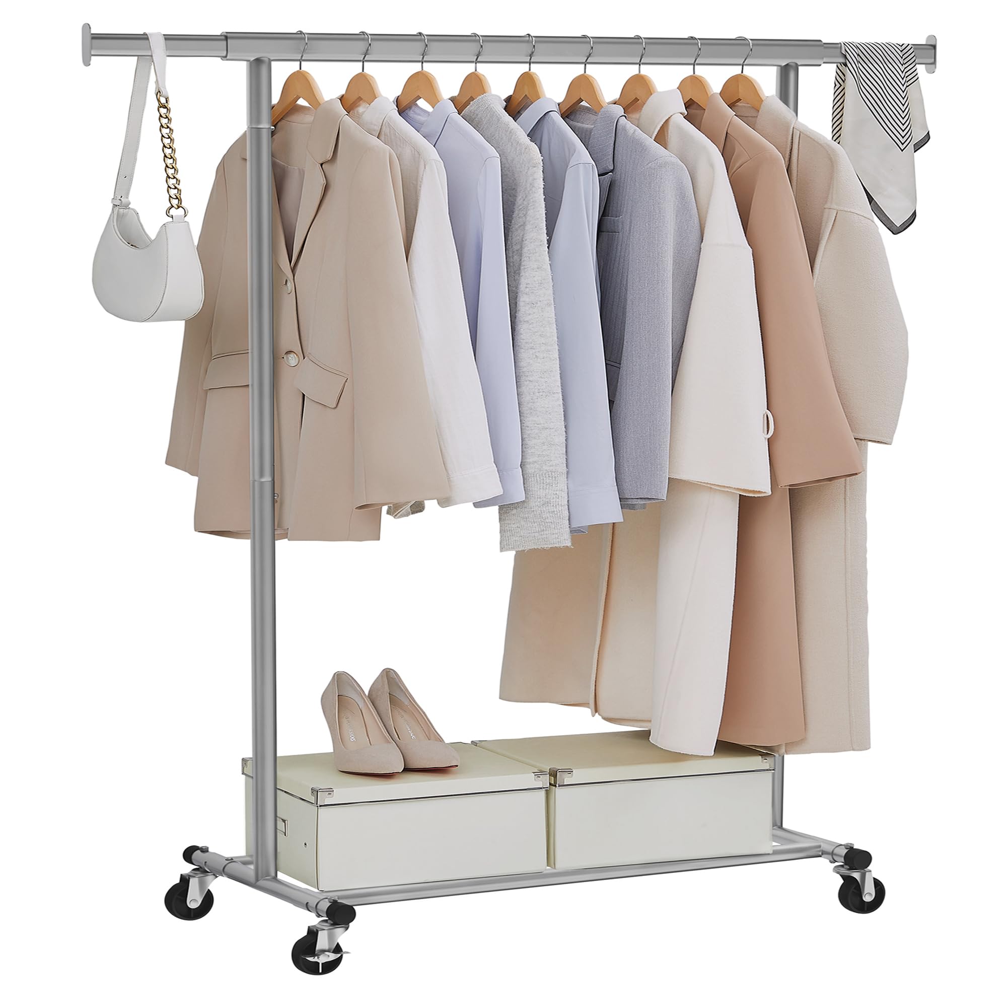 Songmics Stand Appendiabiti con Ruote 100kg, Grigio