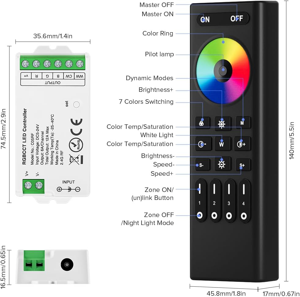 Btf-lighting Kit Controllo RF 4-Zone per Strisce LED - immagine 5