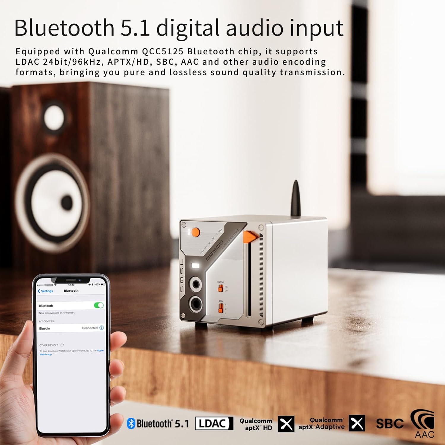SMSL DS300 Amplificatore Cuffie DAC ES9039Q2M Bluetooth 5.1 - immagine 6