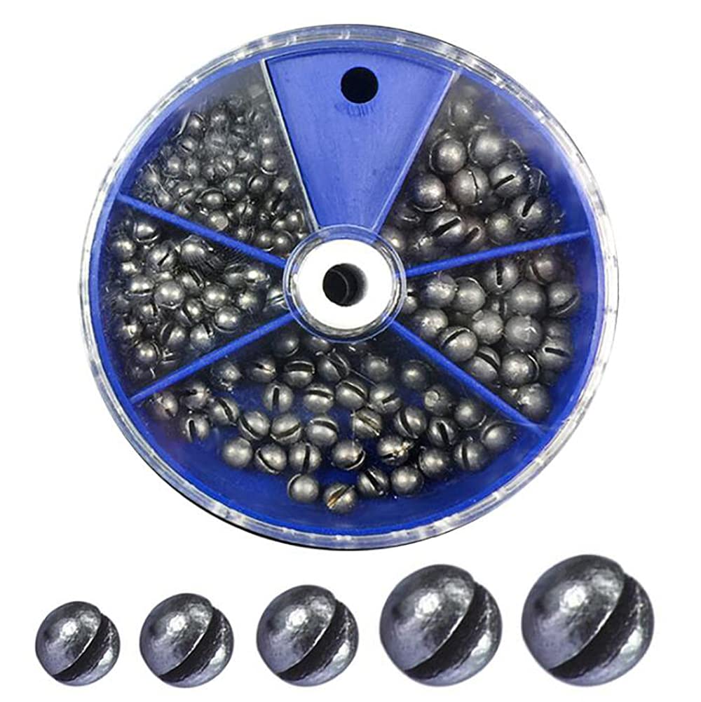 205 Pezzi Round Split Shot Sinker Pesi da Pesca Rimovibili Sinker 5 Dimensioni