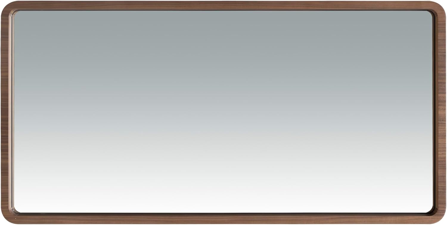 Espejo rectangular de pared con marco de madera chapada en nogal. - immagine 1