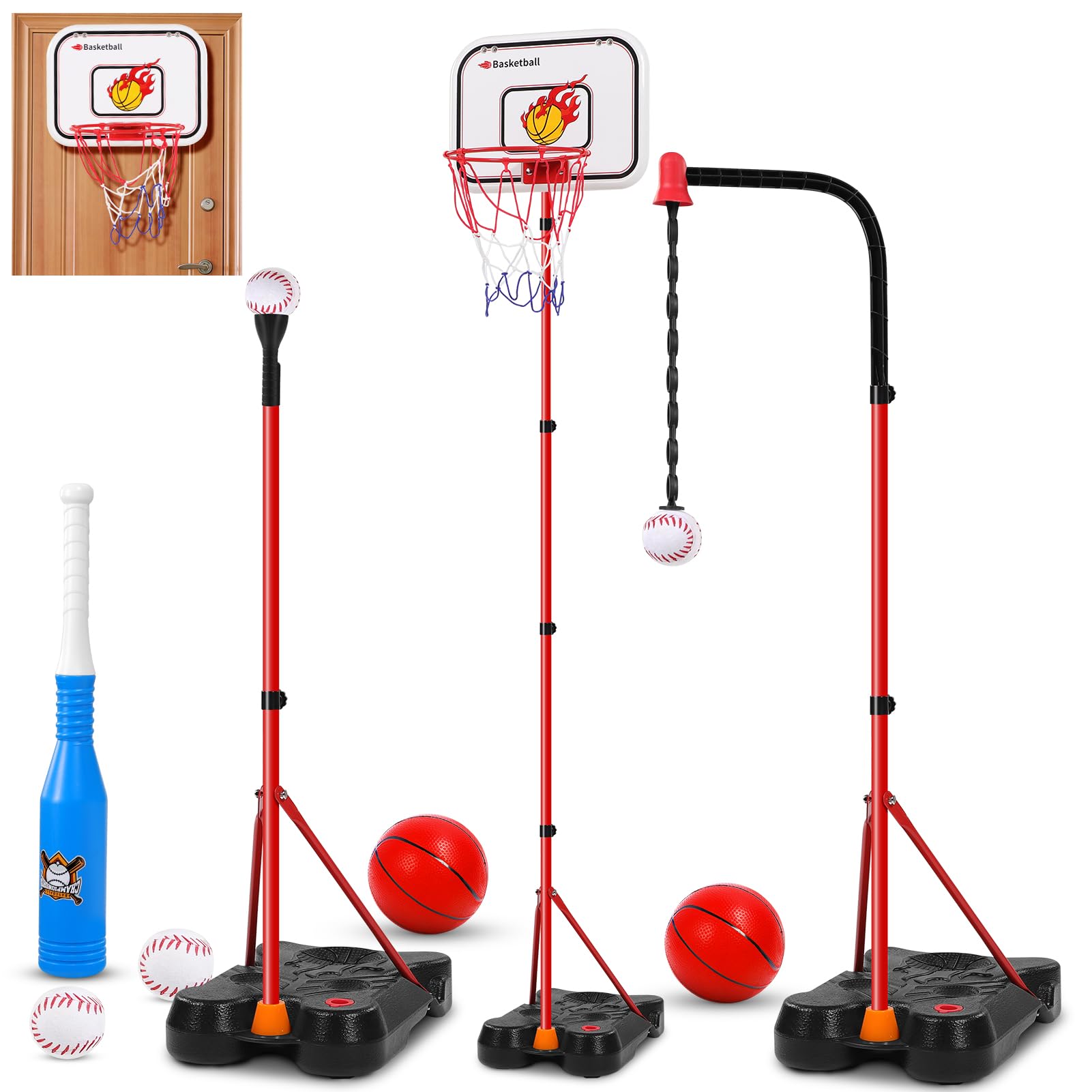 Canestro da Basket per Bambini Regolabile 70-138 cm
