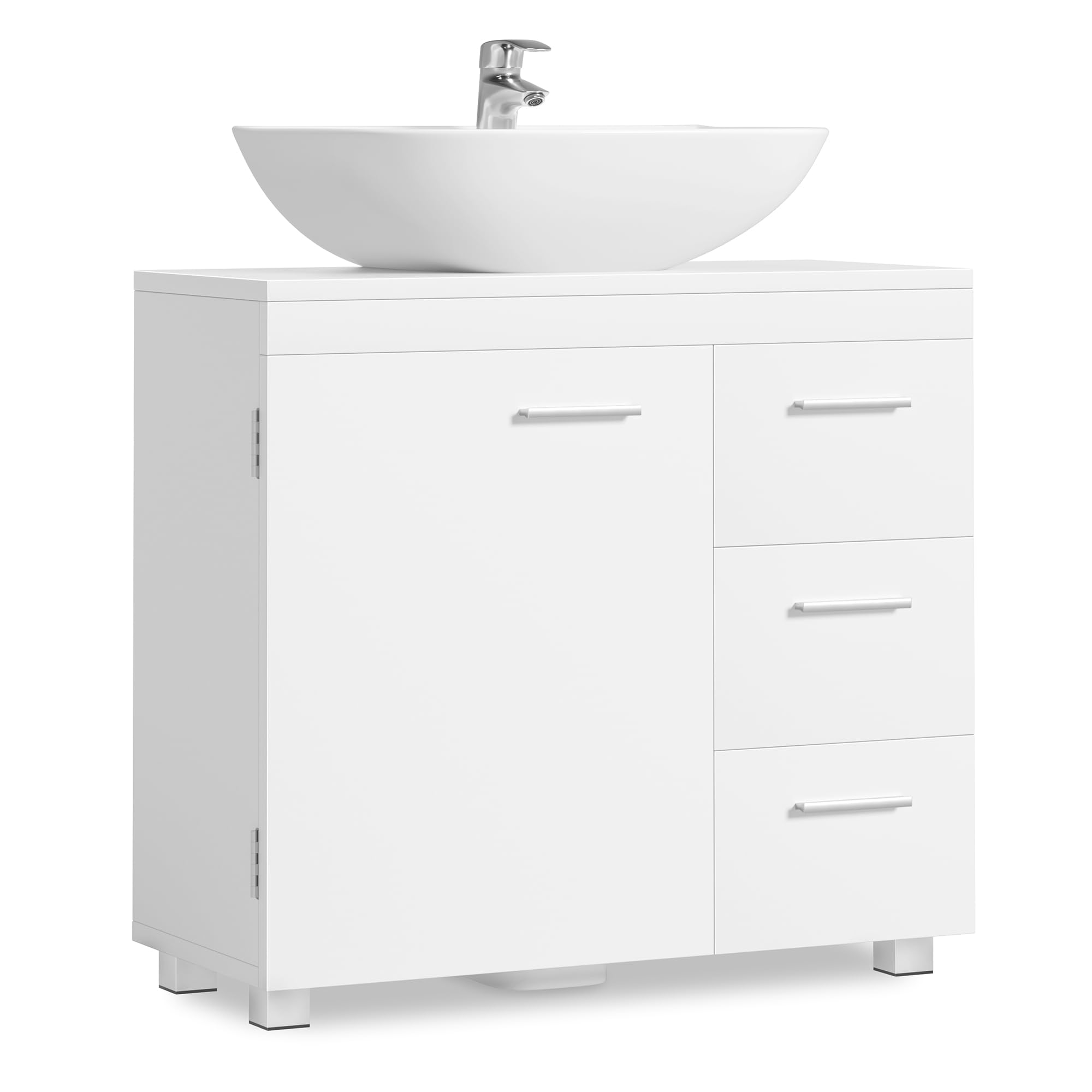 Vasagle Mobile Sottolavabo per Bagno con 3 Cassetti, Bianco