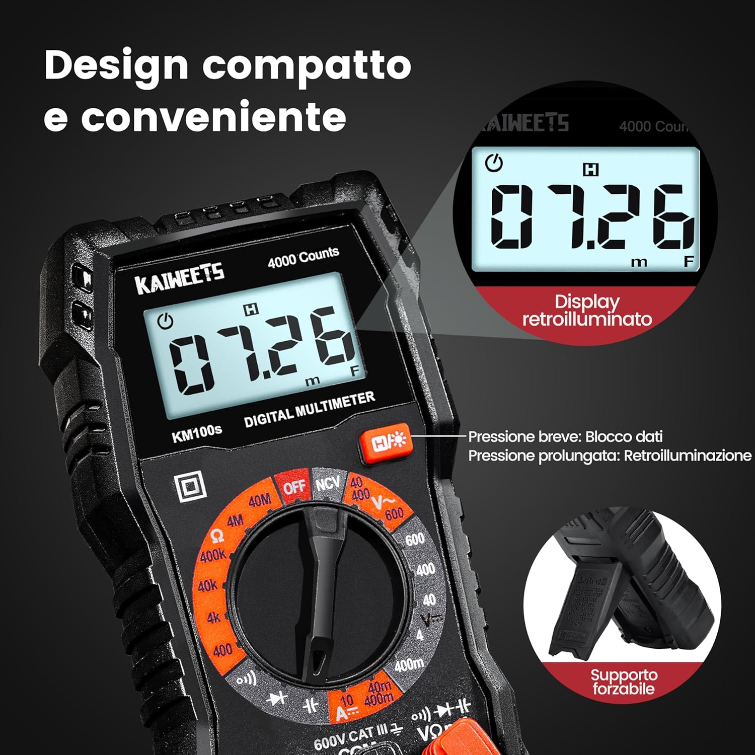 Kaiweets KM100s Multimetro Digitale 4000 Conteggi - immagine 5