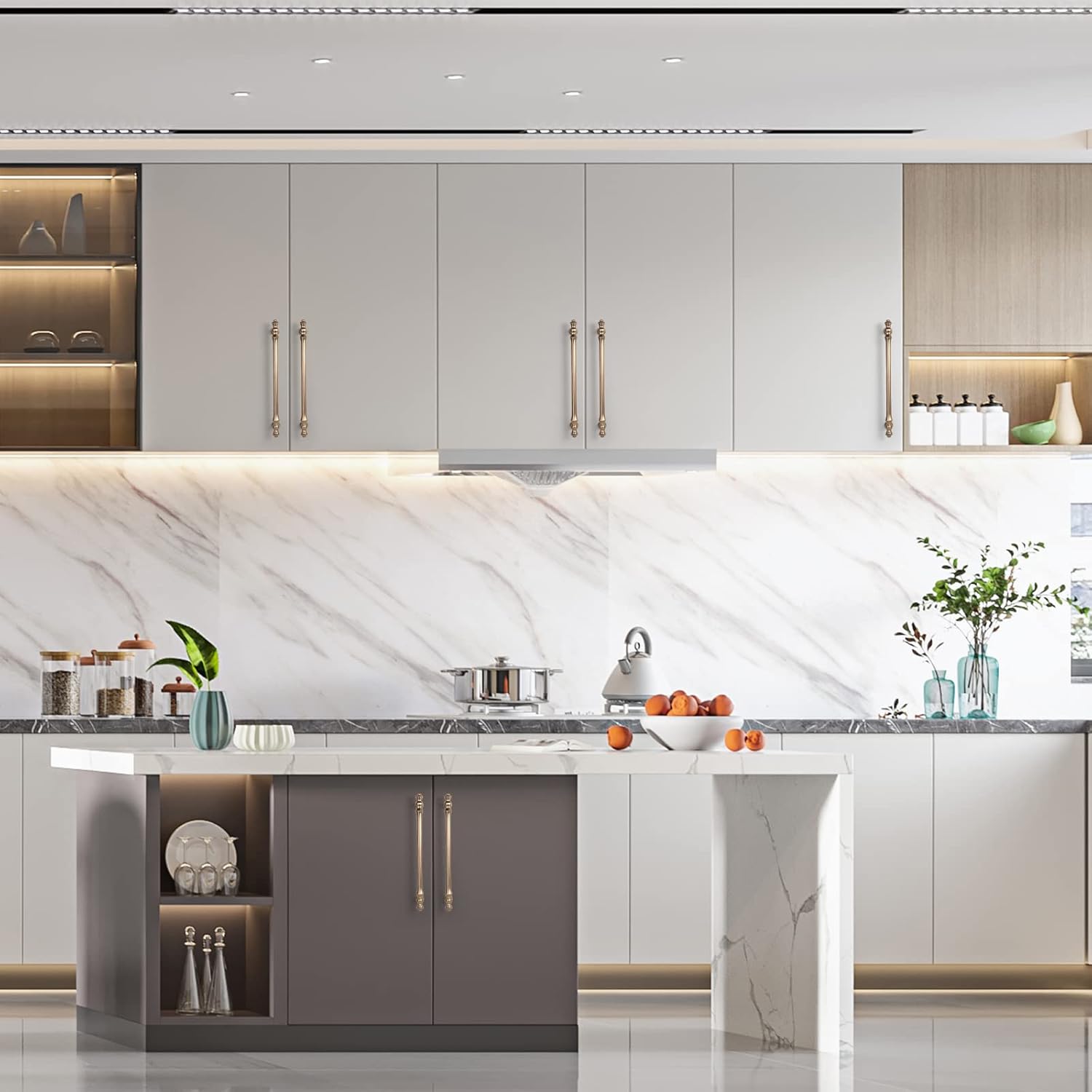 Amerdeco 10 Maniglie per Mobili Cucina 160mm, Ottone - immagine 5