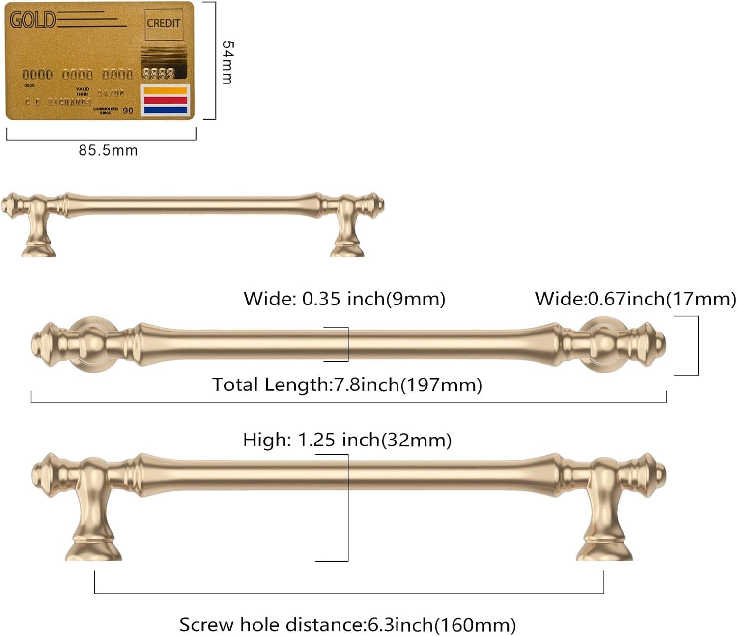 Amerdeco 10 Maniglie per Mobili Cucina 160mm, Ottone - immagine 6