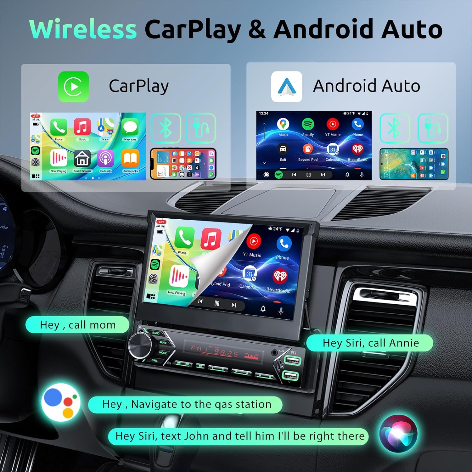 Autoradio 1 Din DAB+ con CarPlay e Android Auto Senza Fili - immagine 2