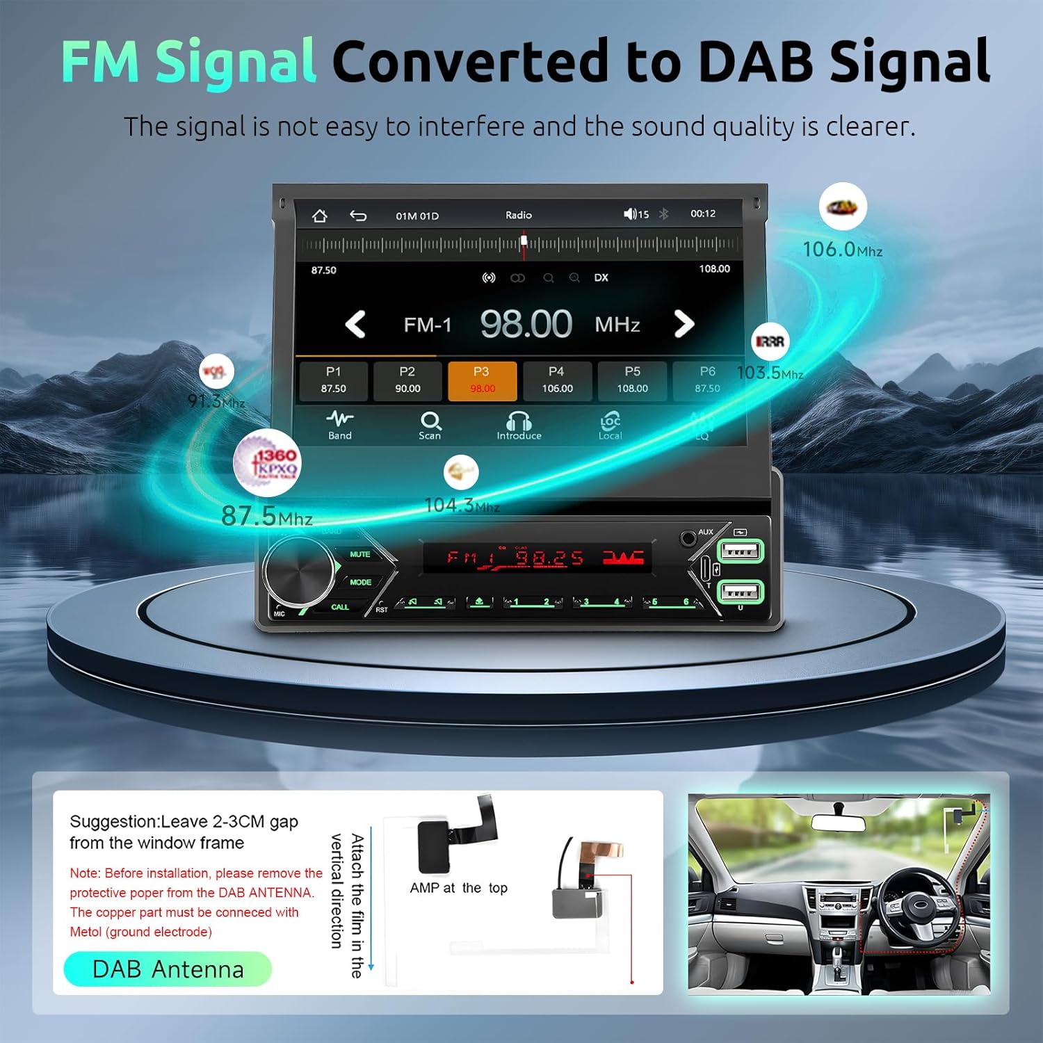 Autoradio 1 Din DAB+ con CarPlay e Android Auto Senza Fili - immagine 3