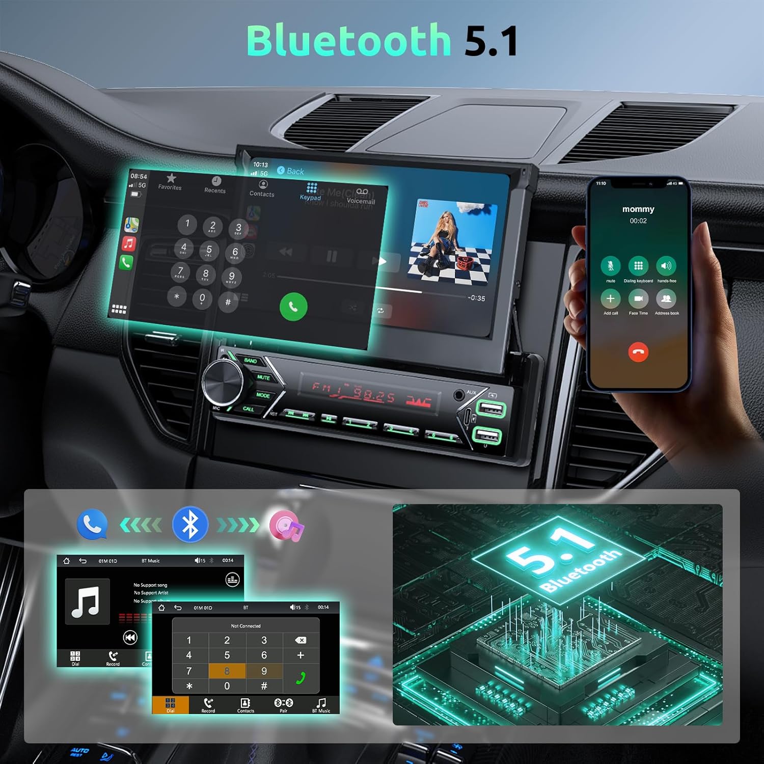 Autoradio 1 Din DAB+ con CarPlay e Android Auto Senza Fili - immagine 4