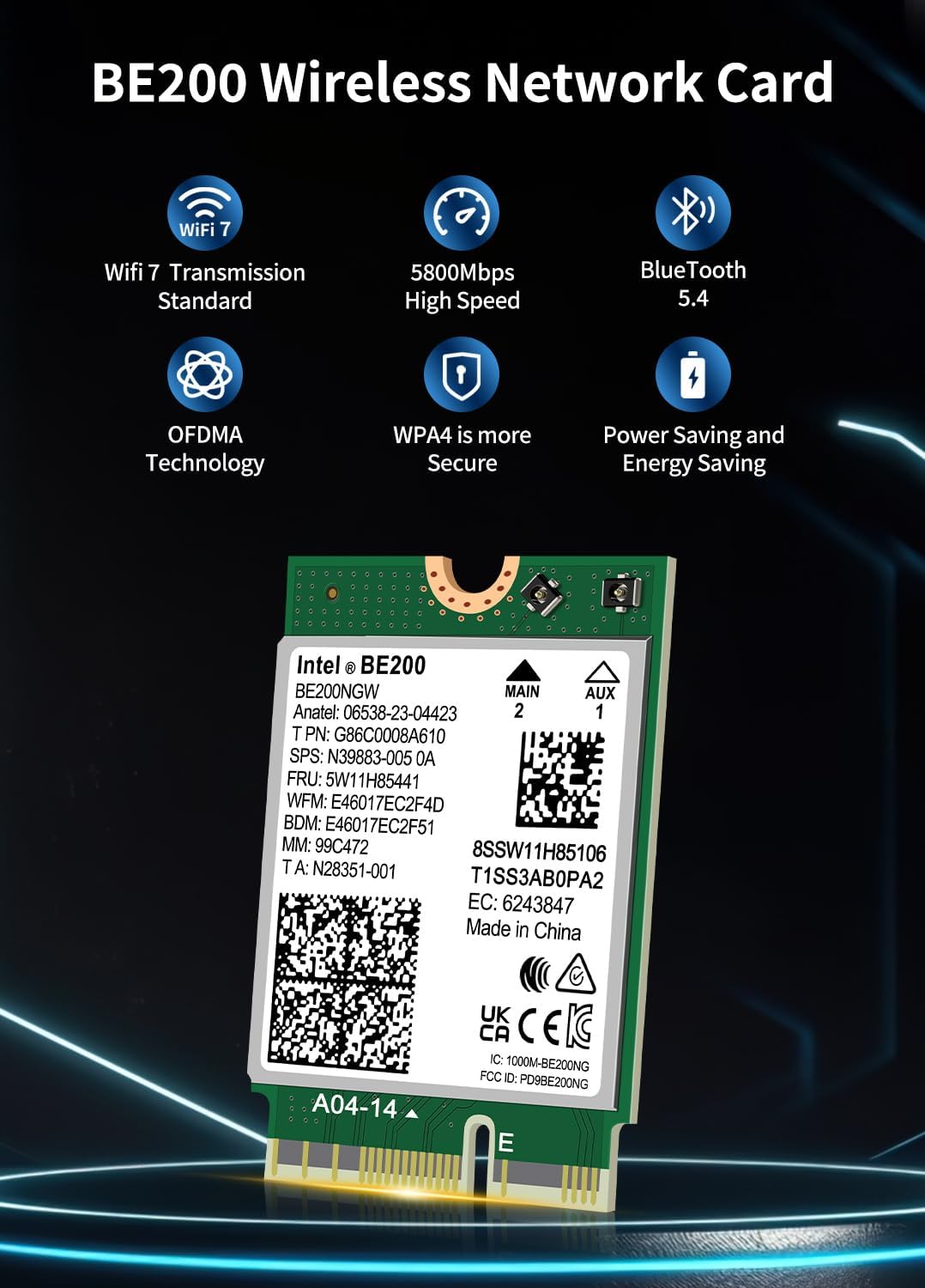 Scheda Wireless WiFi 7 BE200 NGW Bluetooth 5.4 - immagine 2