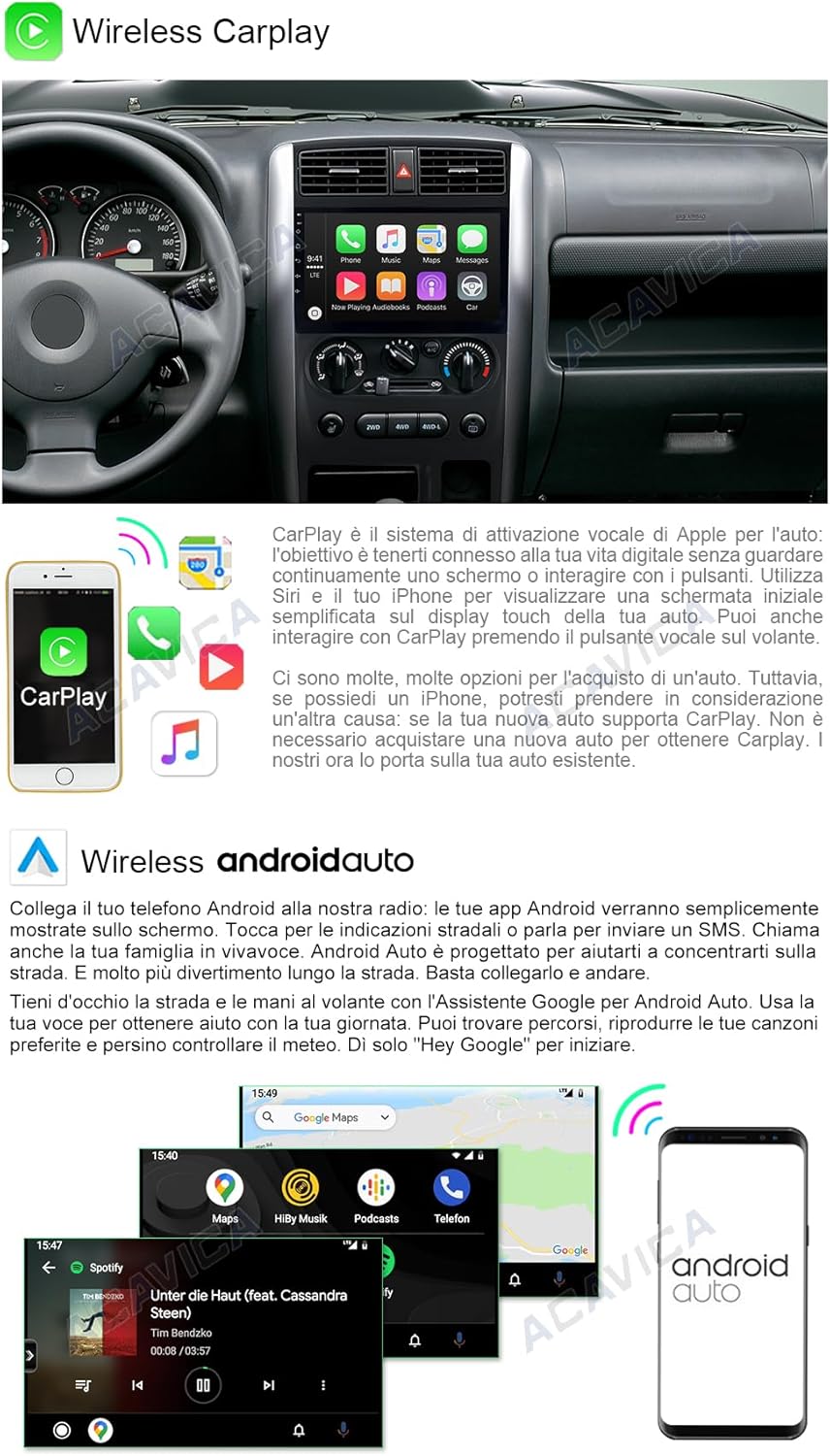 Acavica Autoradio Android 14 per Suzuki Jimny 3 2005-2017 - immagine 3